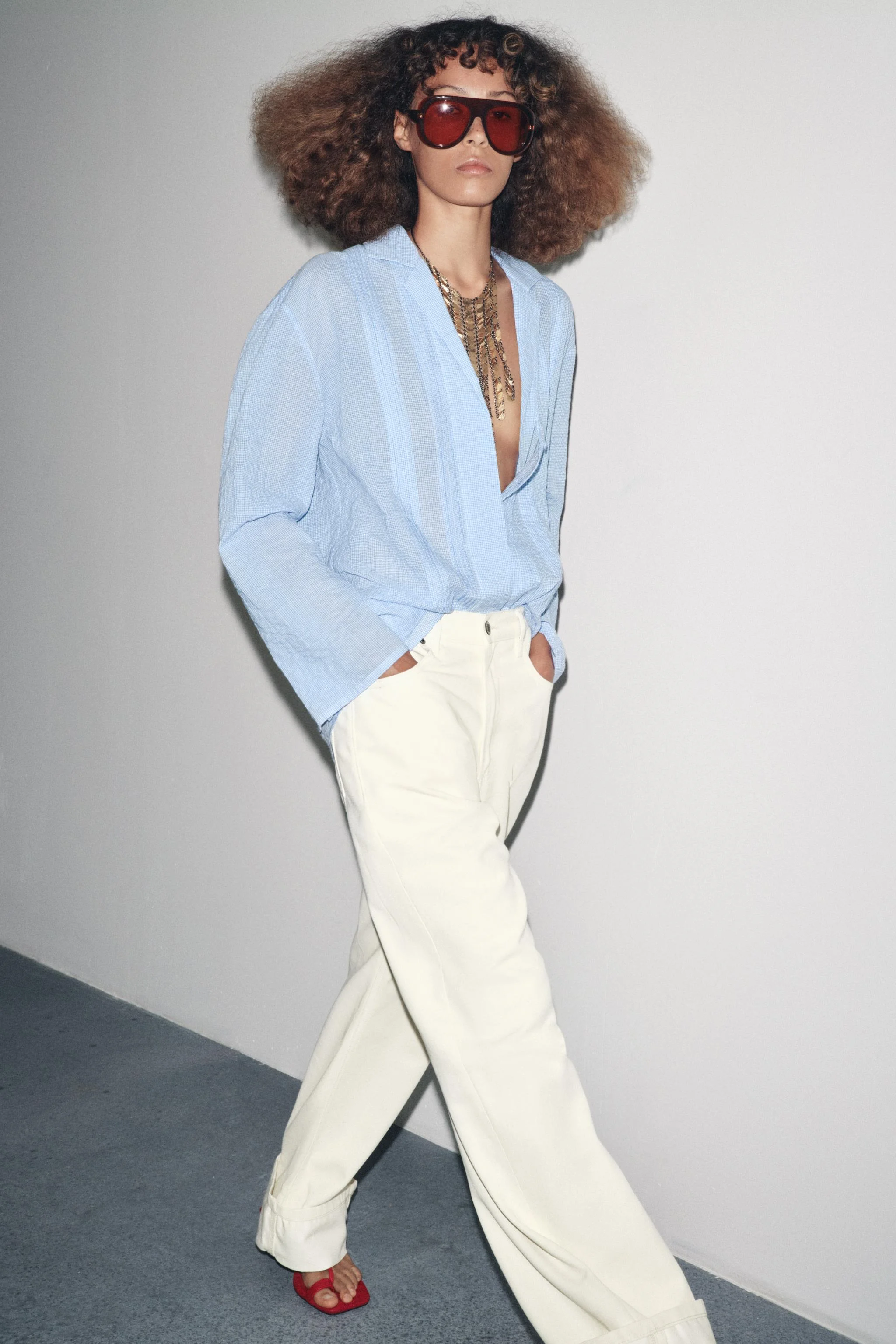 پیراهن بافت دار سایز بزرگ ZW COLLECTION