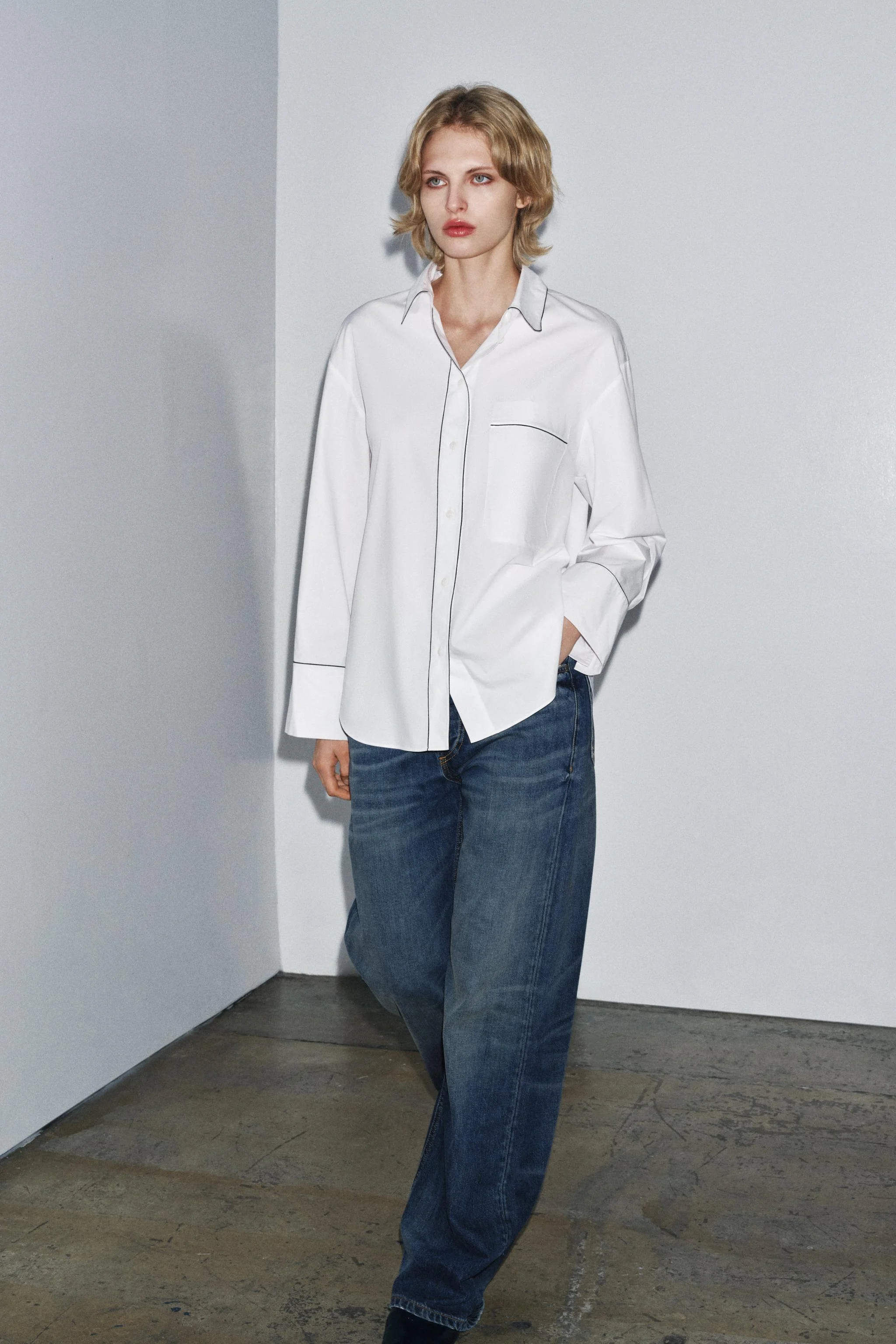 پیراهن پاپلین متضاد ZW COLLECTION