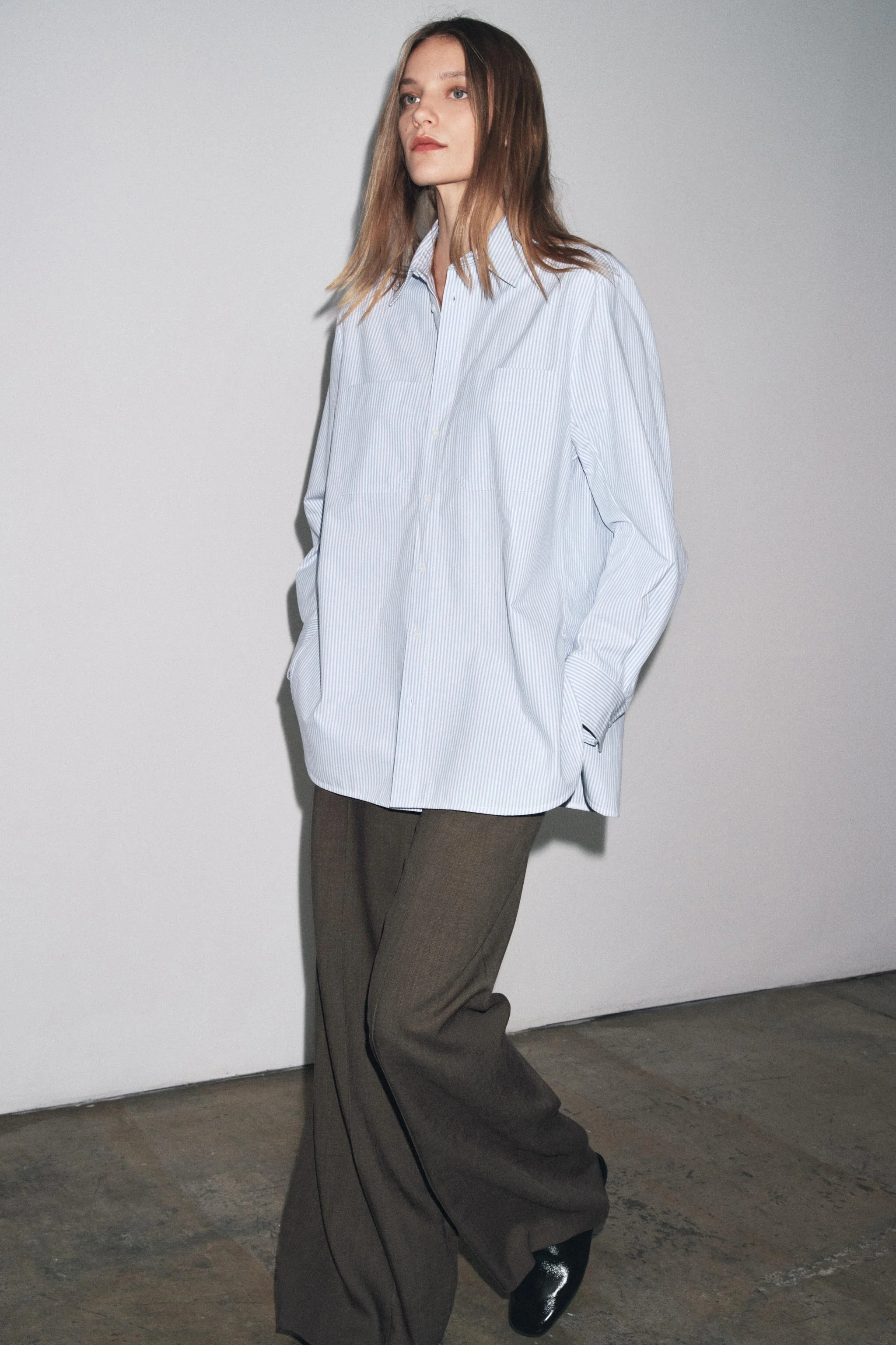 پیراهن جیب‌دار راه‌راه کالکشن ZW