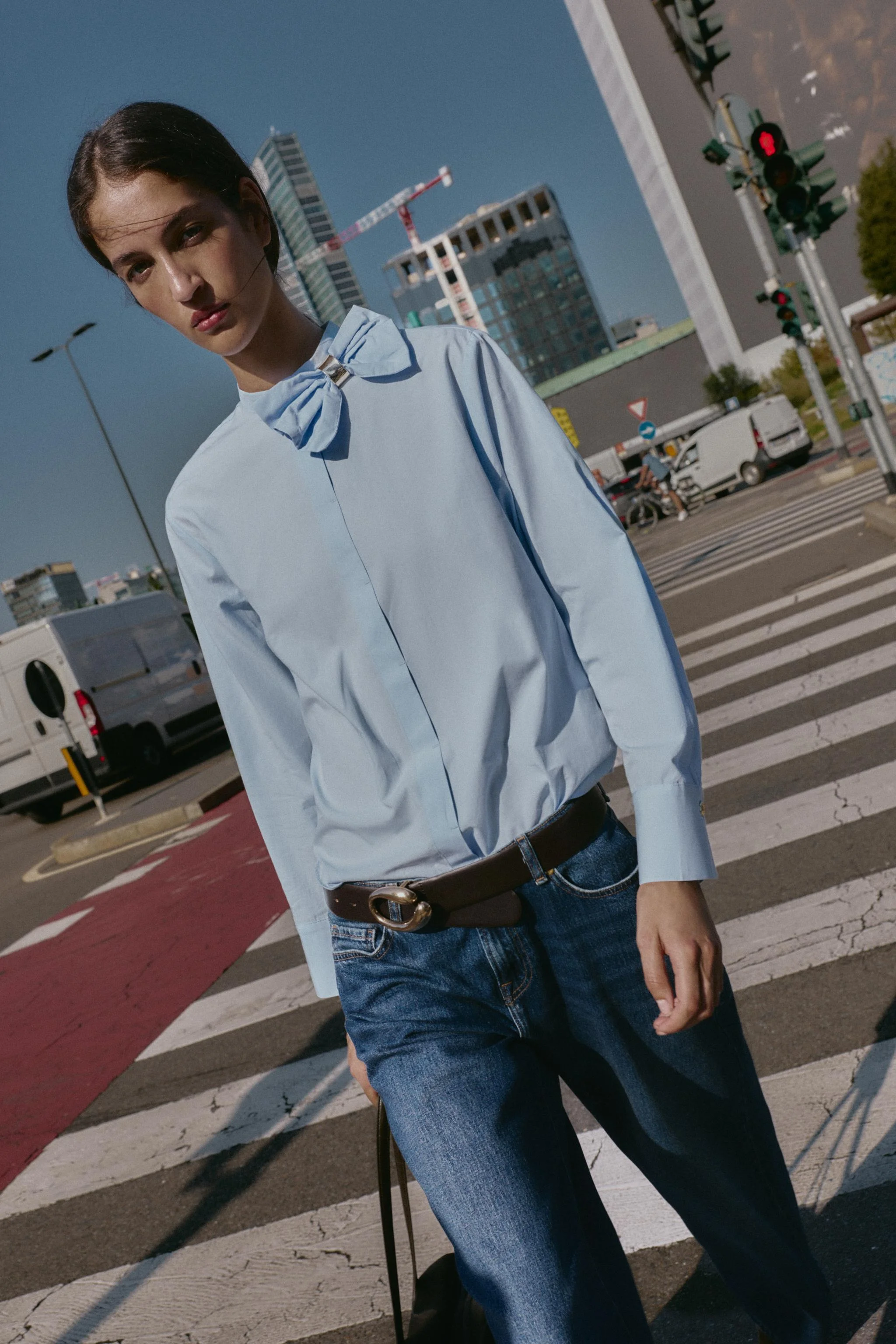 بلوز پاپلین با پاپیون