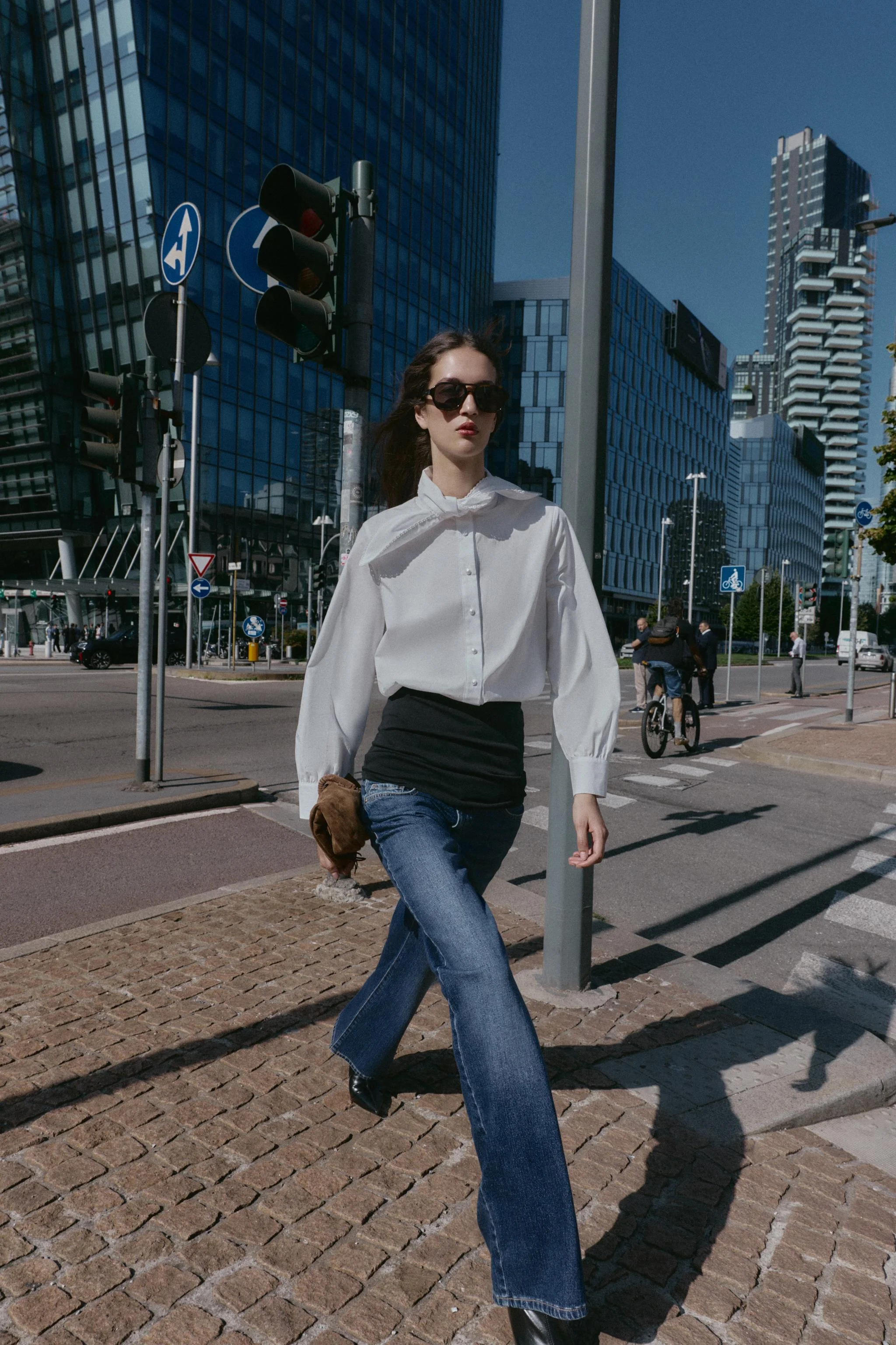 پیراهن پاپلین با پاپیون