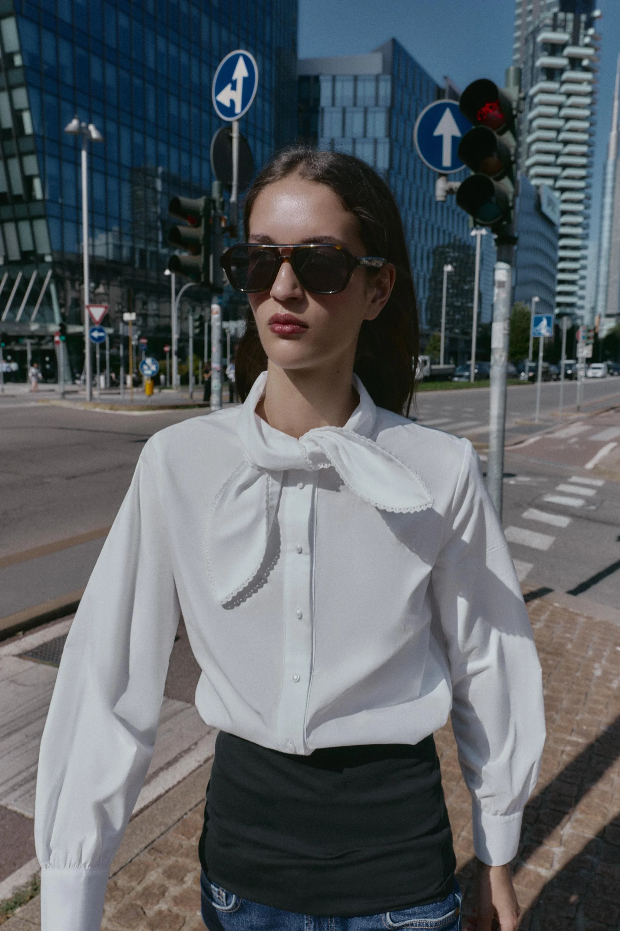 پیراهن پاپلین با پاپیون