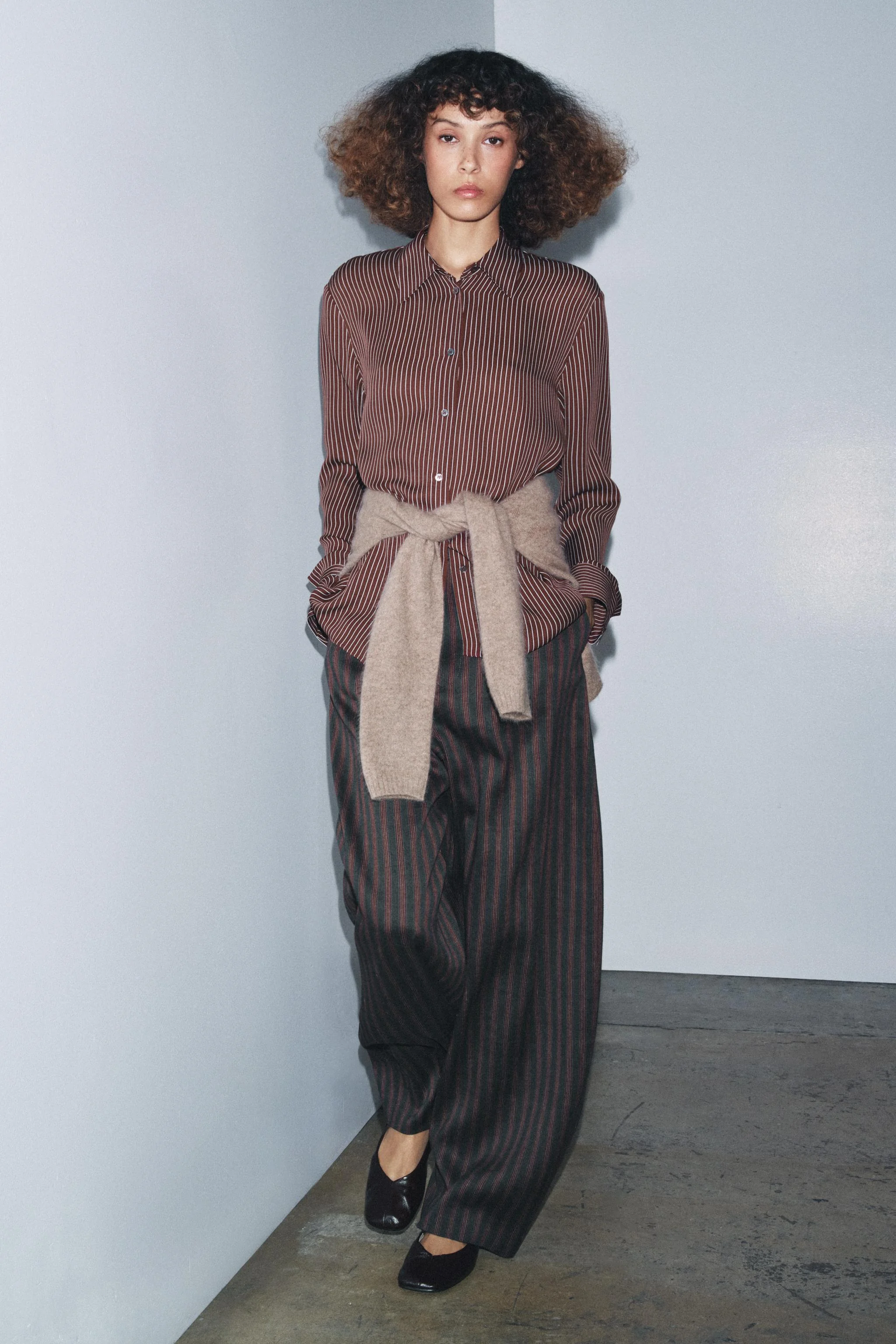 پیراهن ابریشمی راه راه نسخه محدود ZW COLLECTION