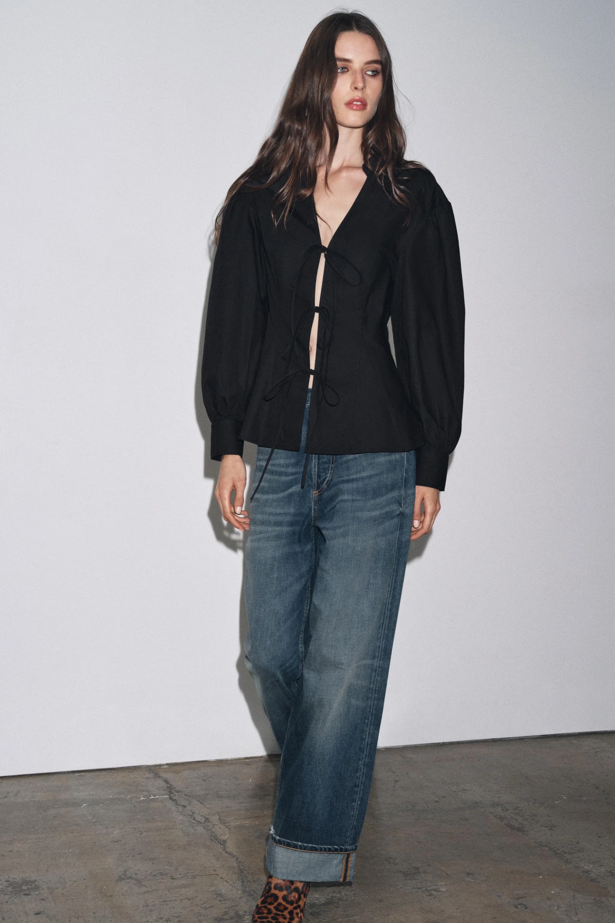 پیراهن پاپلین با جزئیات گره ای ZW COLLECTION