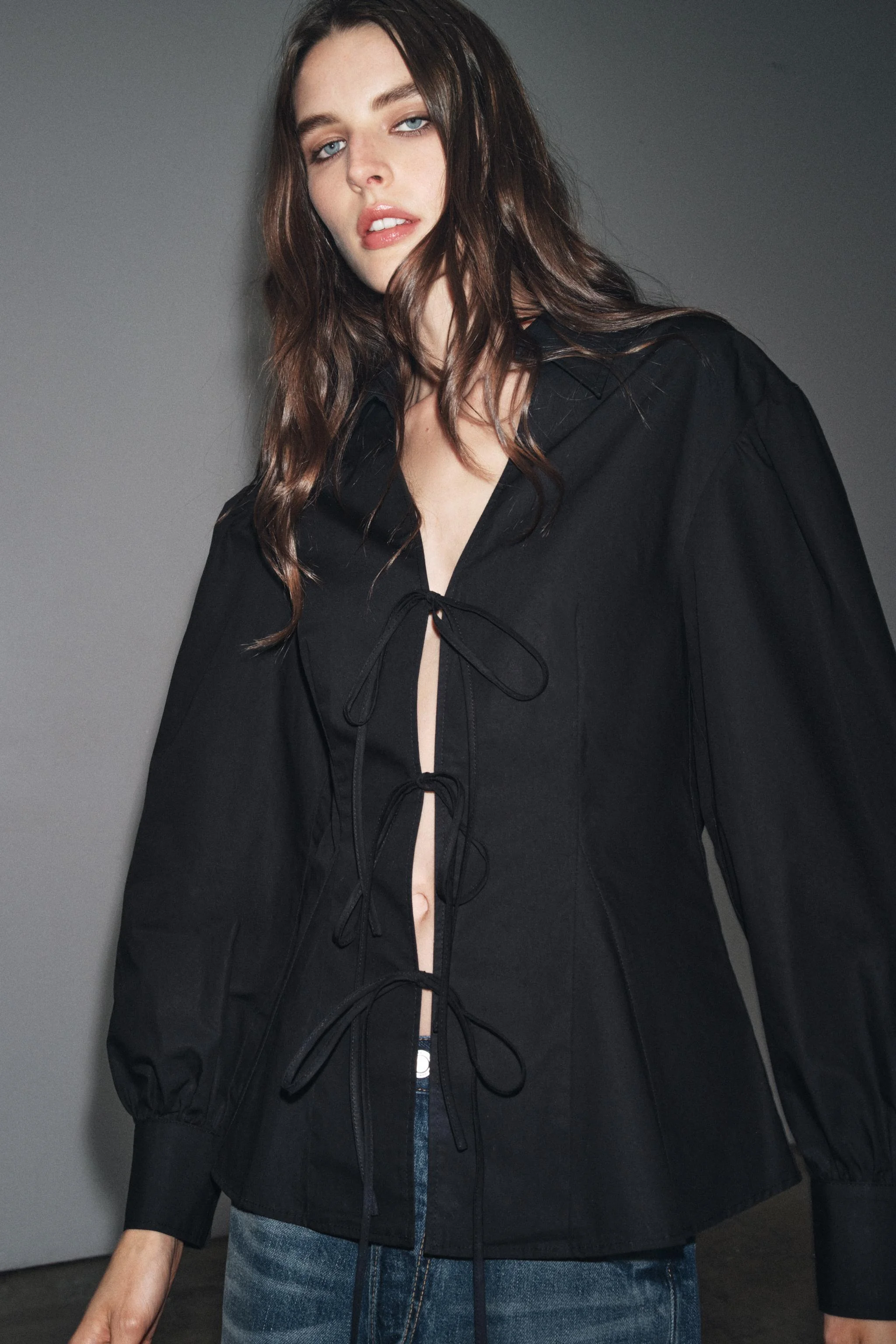 پیراهن پاپلین با جزئیات گره ای ZW COLLECTION