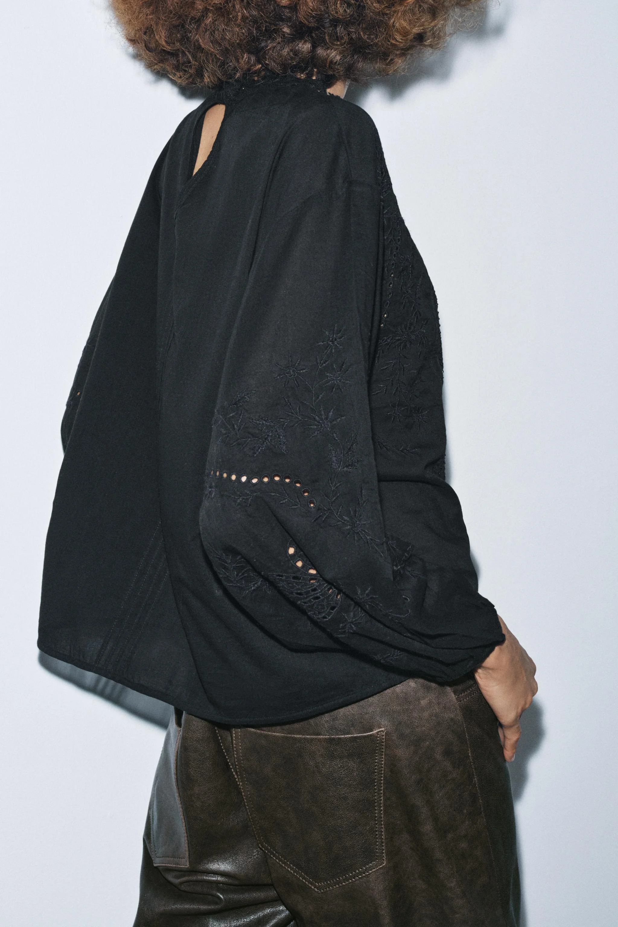 پیراهن گلدوزی شده ZW COLLECTION با تزیینات گیپور