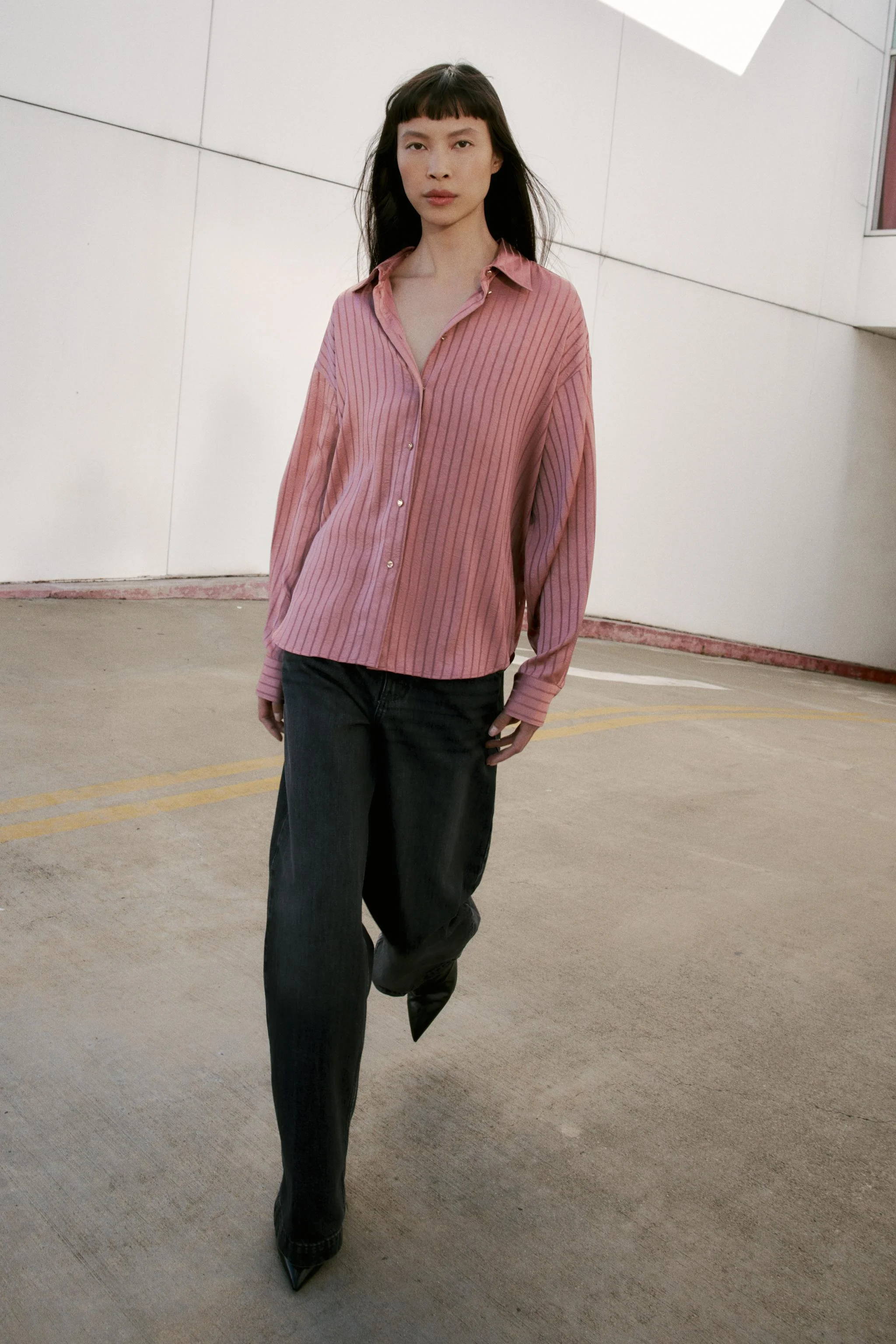 پیراهن راه راه ساتن