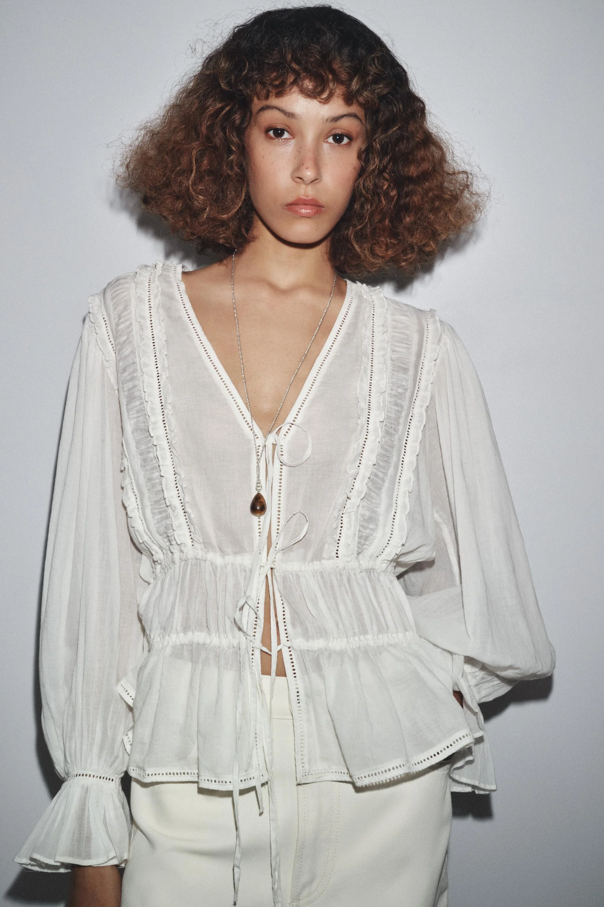 پیراهن مدل رمانتیک با دوخت نردبانی ZW COLLECTION