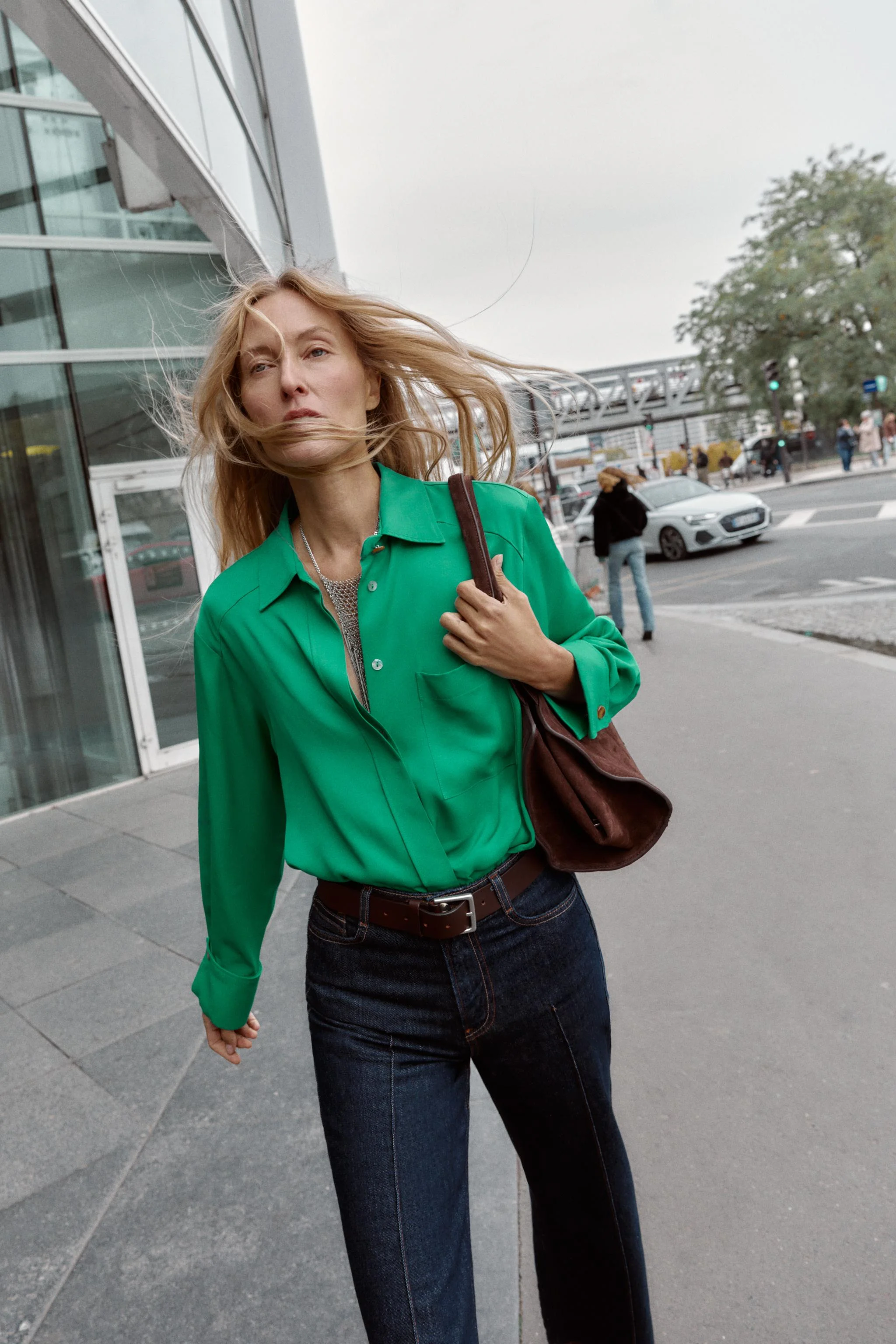 پیراهن ساتن با جیب