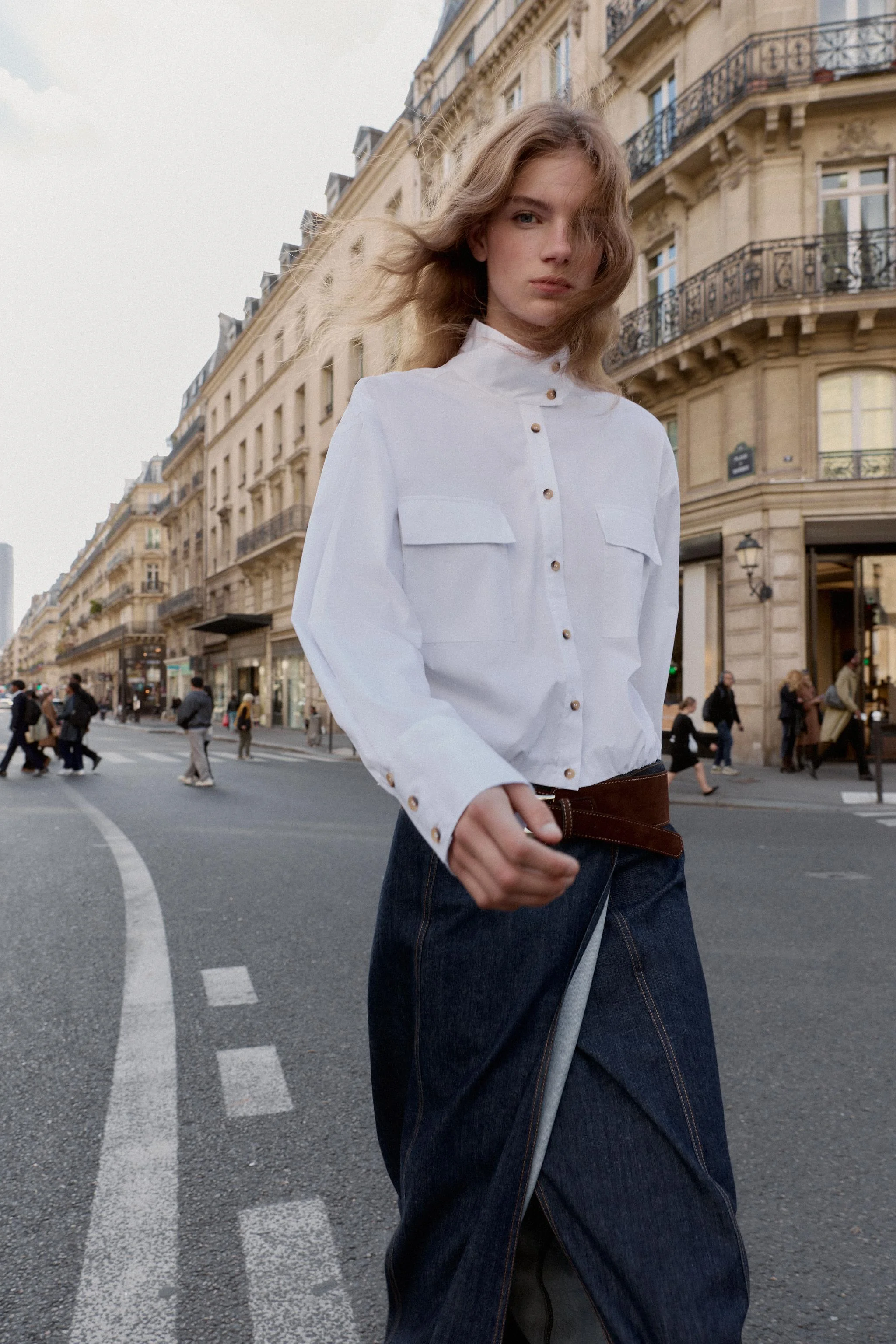 پیراهن پاپلین با لبه پفی پیراهن پاپلین با لبه پفی