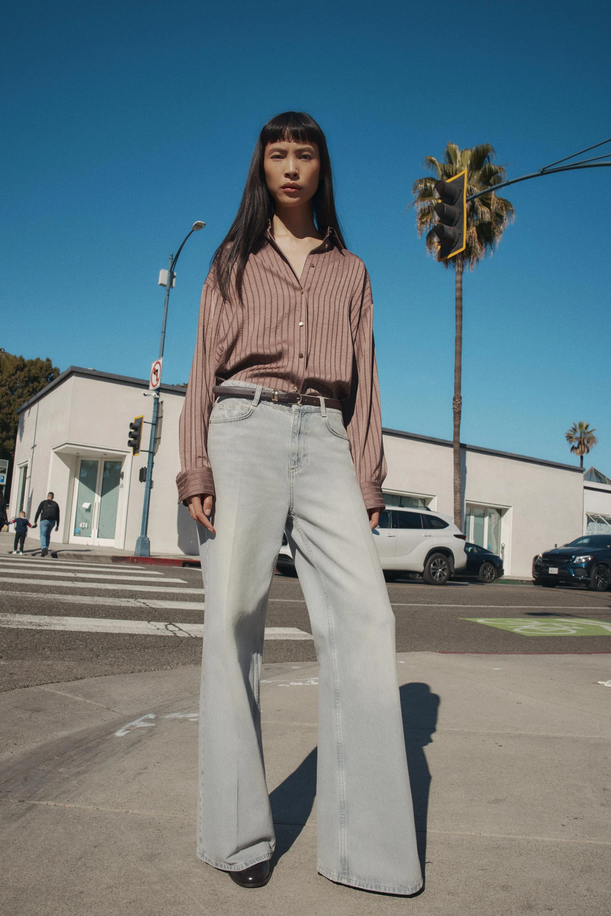 پیراهن راه راه ساتن