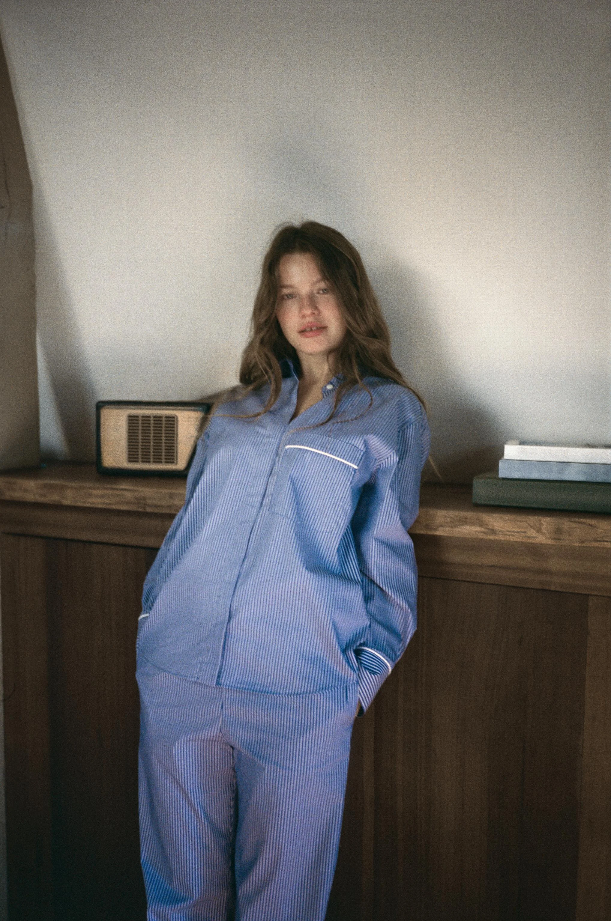 پیراهن خواب راه راه متضاد