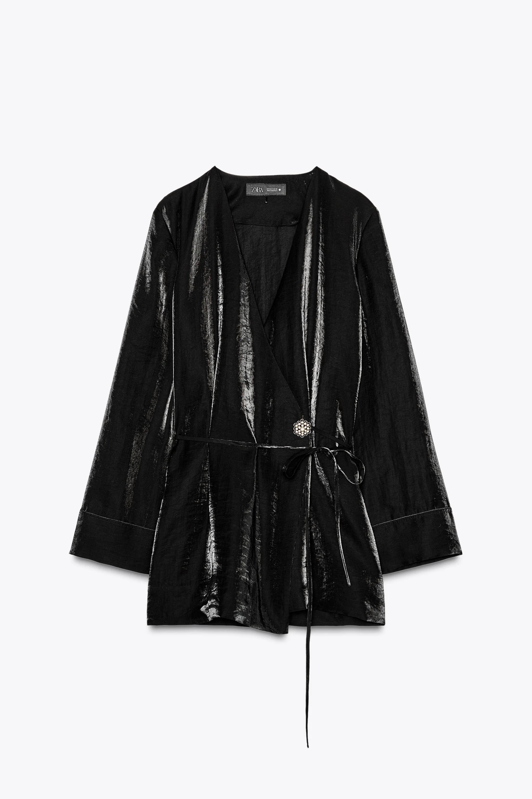 کیمونو آستین بلند زنانه با دکمه جواهری کالکشن ZW