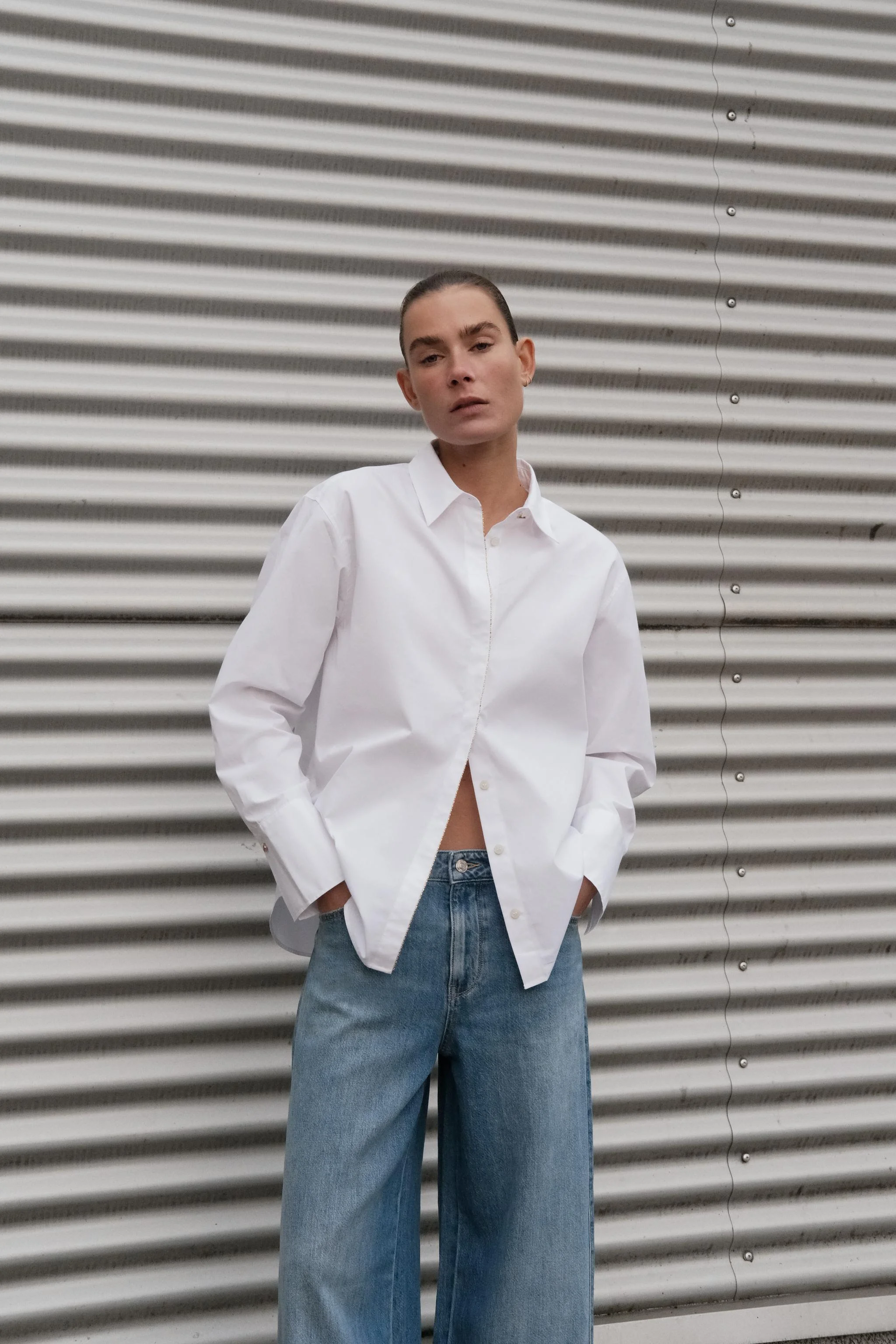 پیراهن پاپلین با تزیینات منجوقی