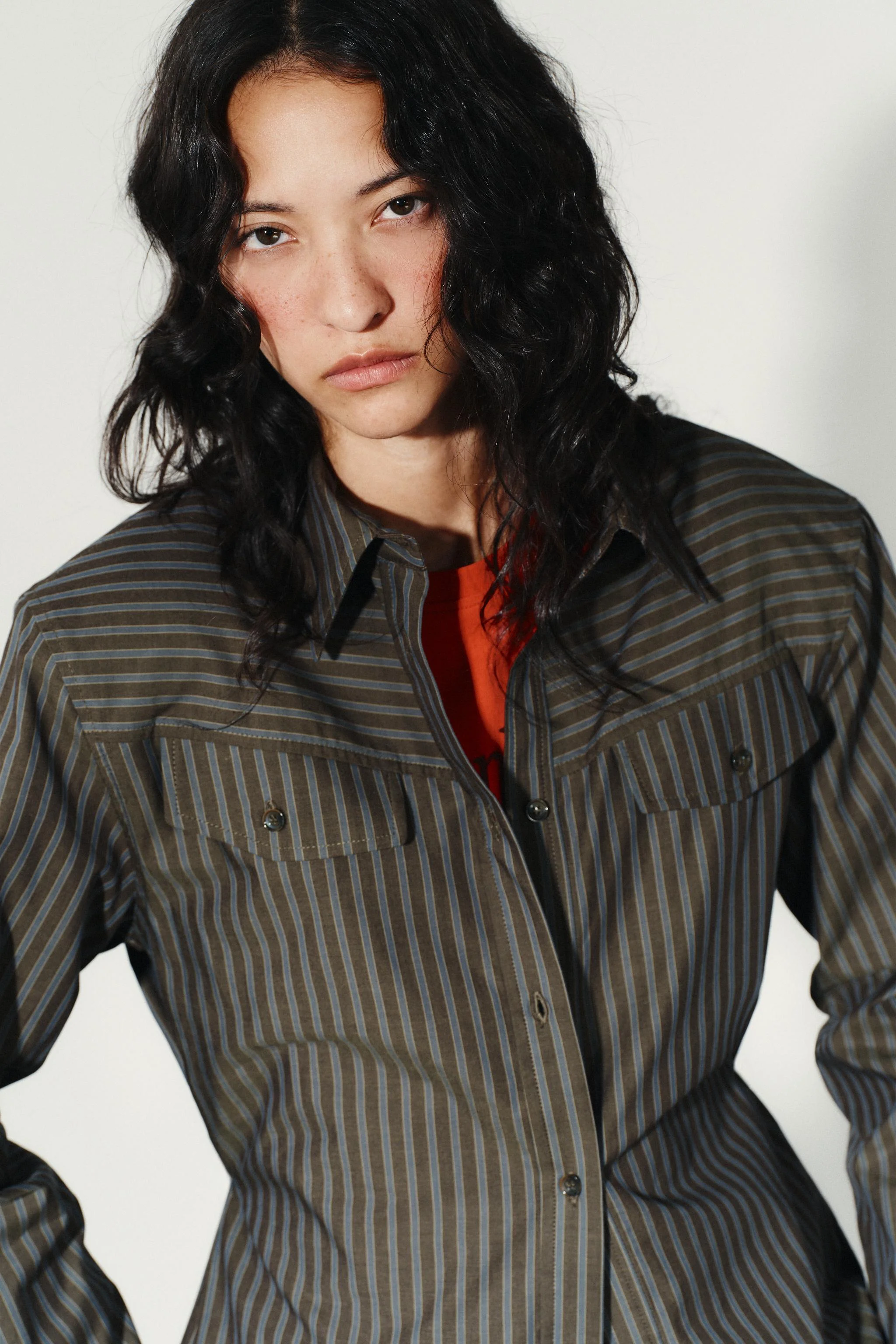 پیراهن راه راه پاپلین