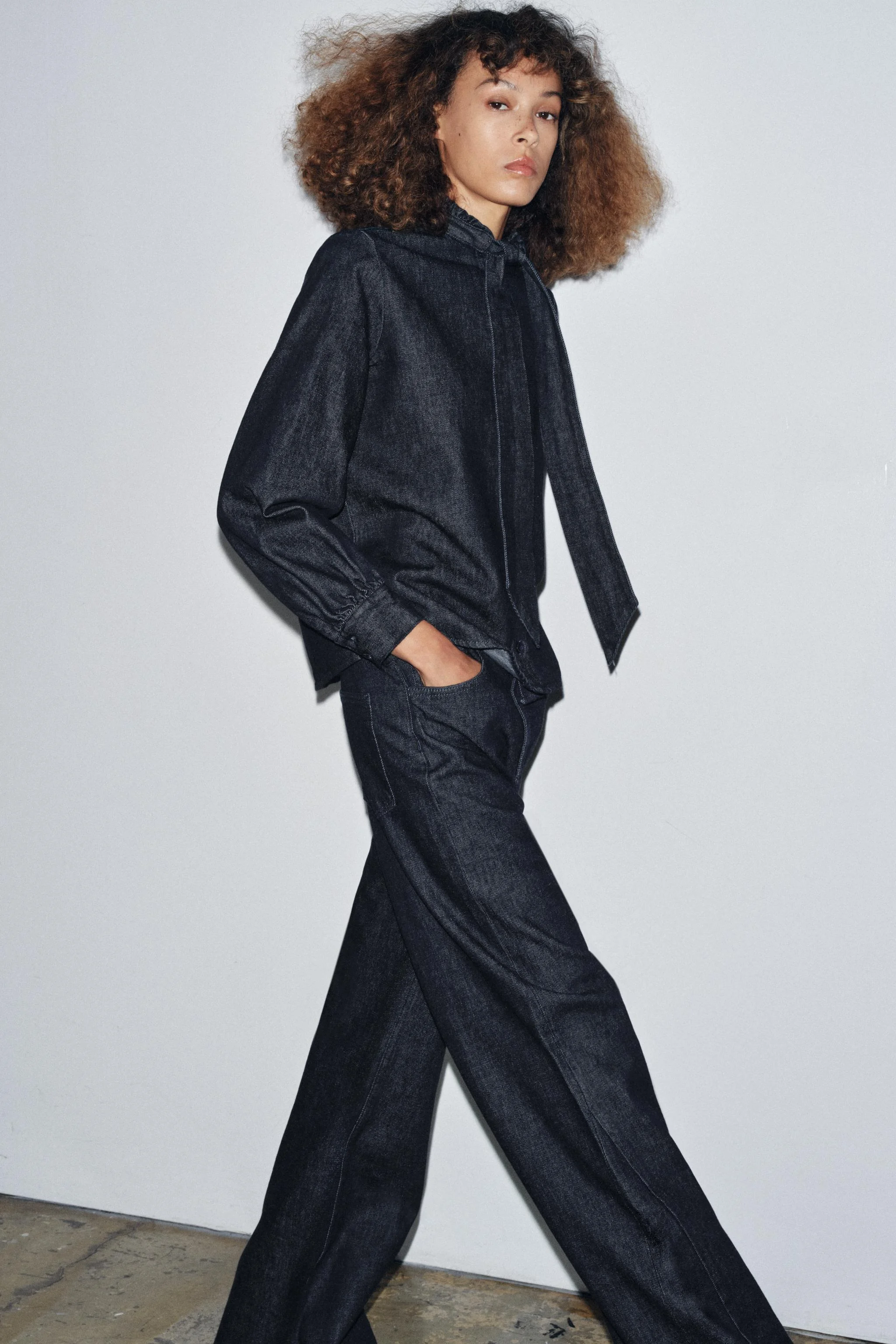 پیراهن جین پاپیون دار ZW COLLECTION