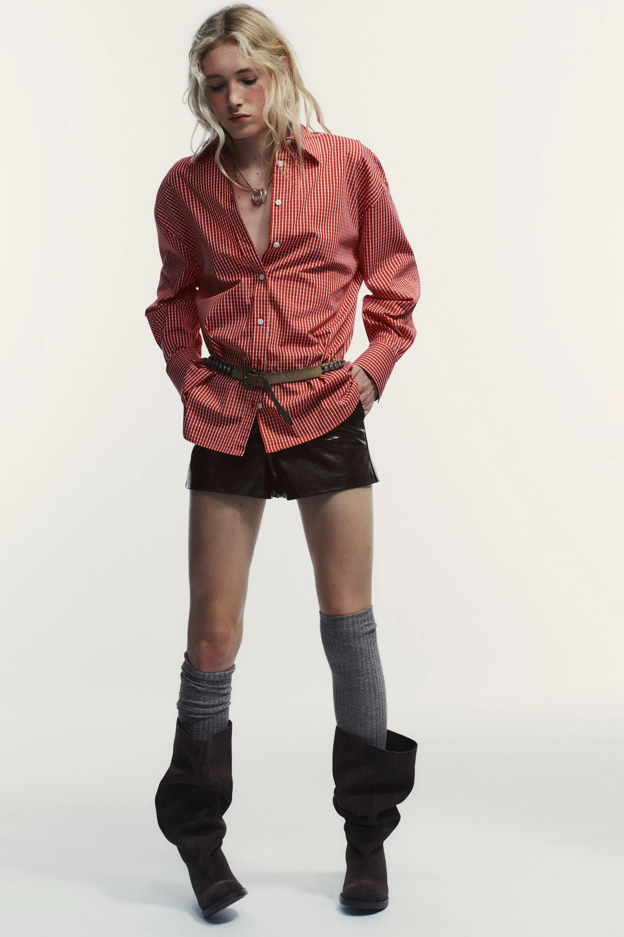 پیراهن پاپلین چهارخانه بزرگ