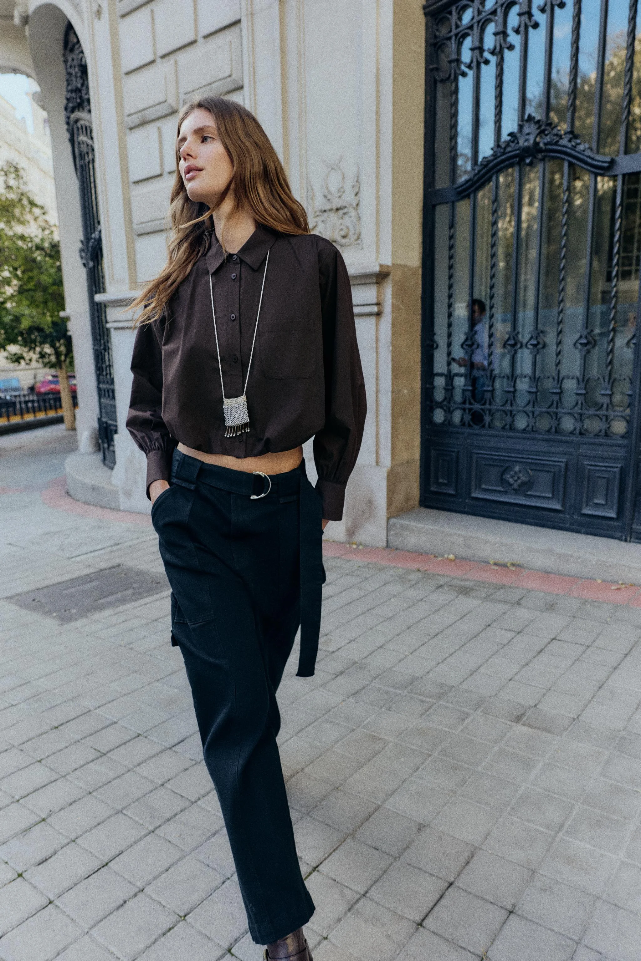 شومیز پاپلین آستین بلند مدل بالونی