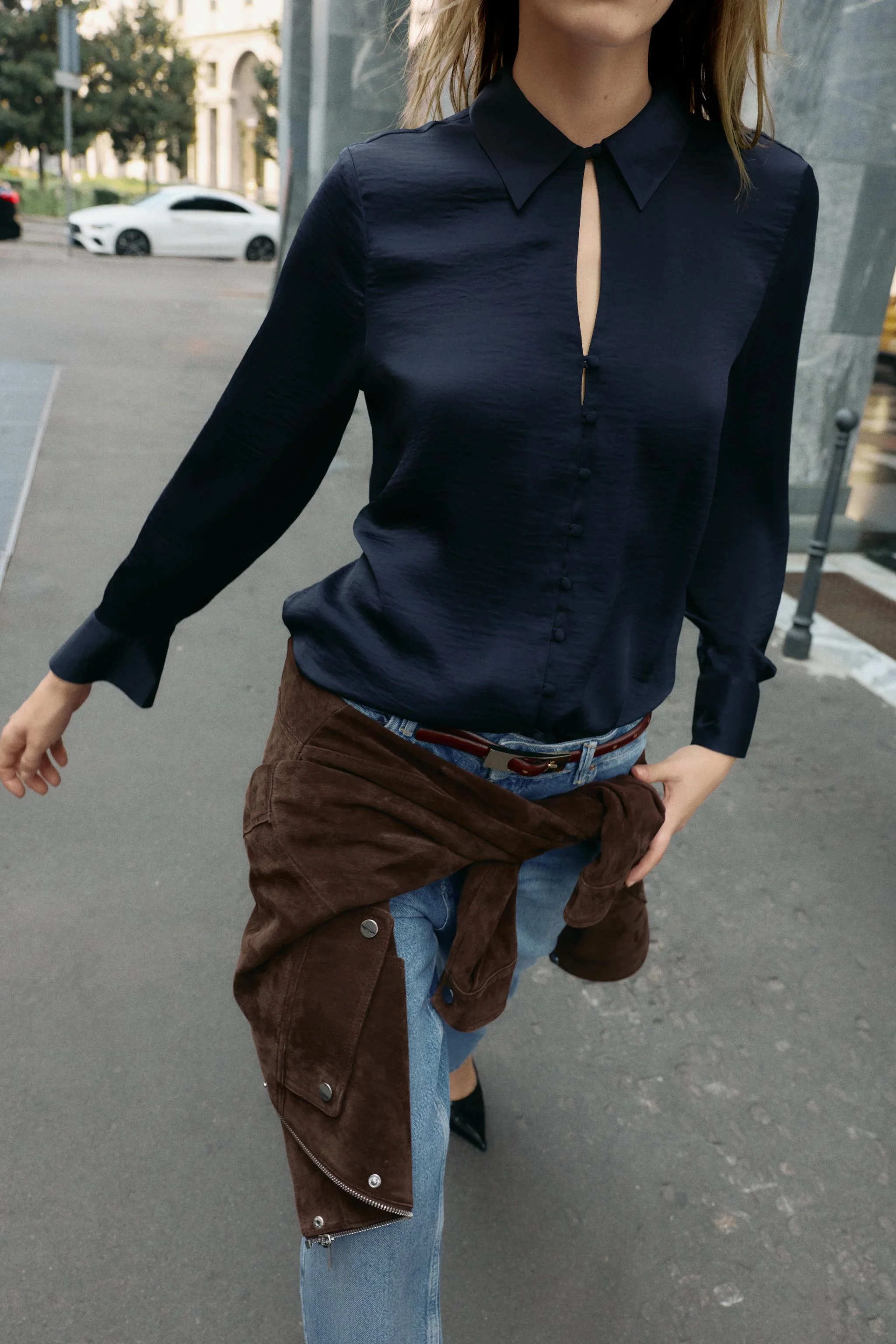 پیراهن ساتن با چاک