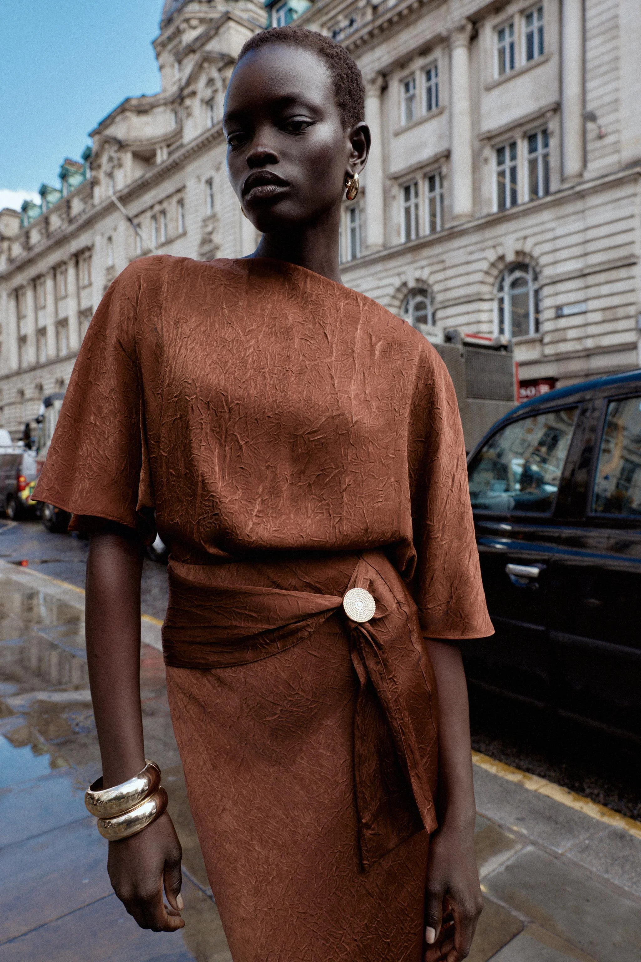 تاپ ساتن با بافت چروک