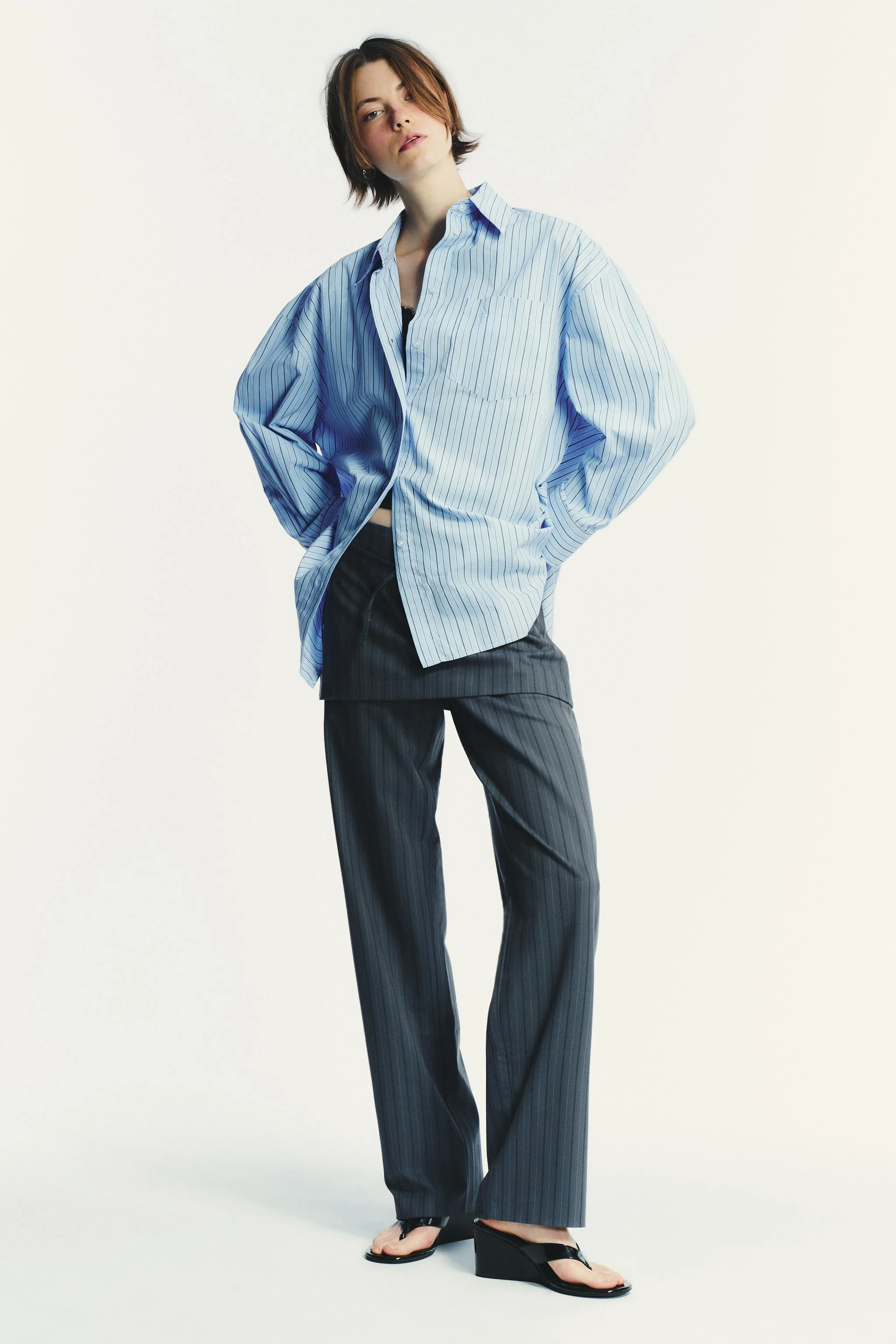 پیراهن پاپلین راه راه سایز بزرگ