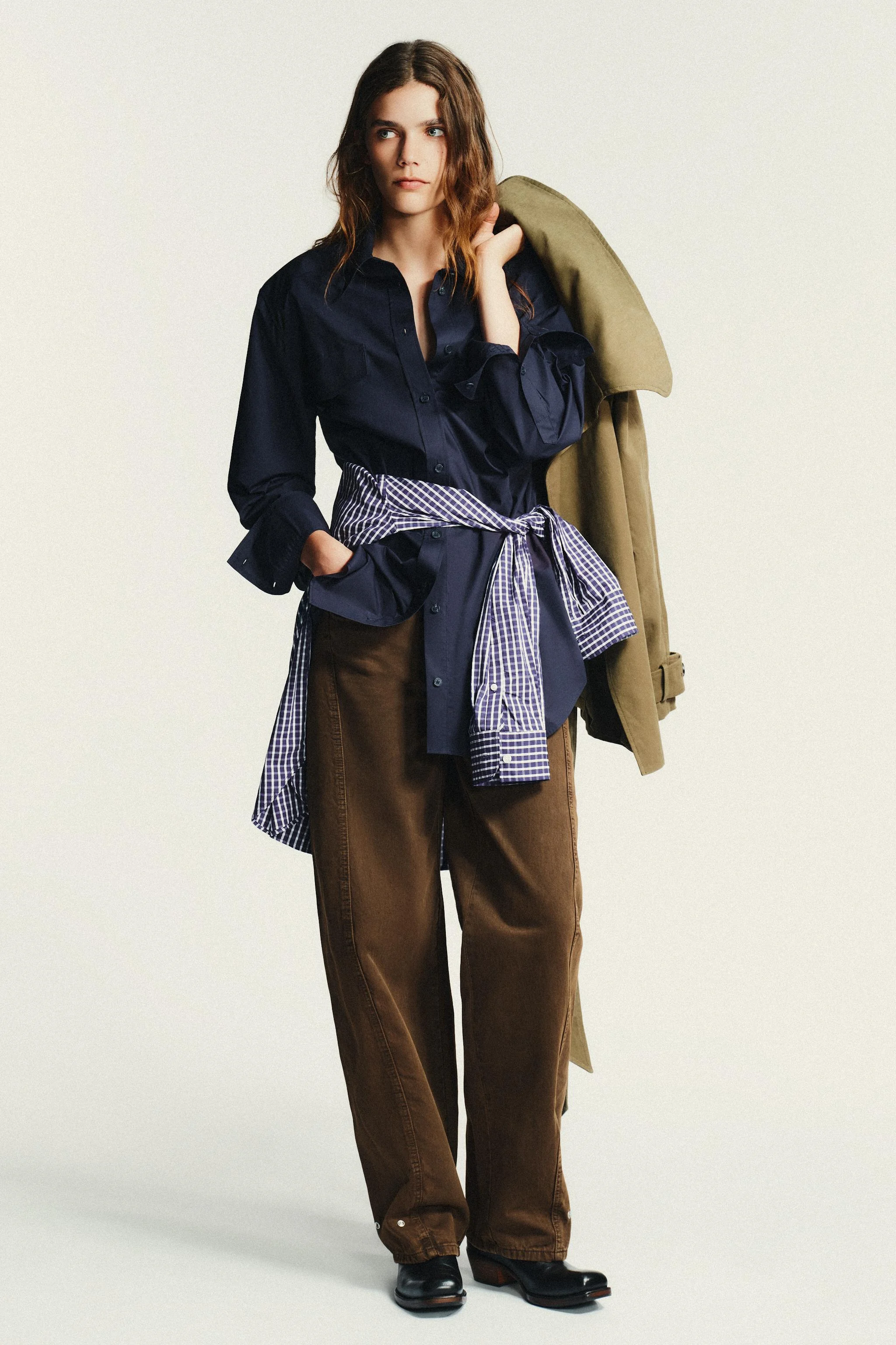 پیراهن پاپلین با اپل