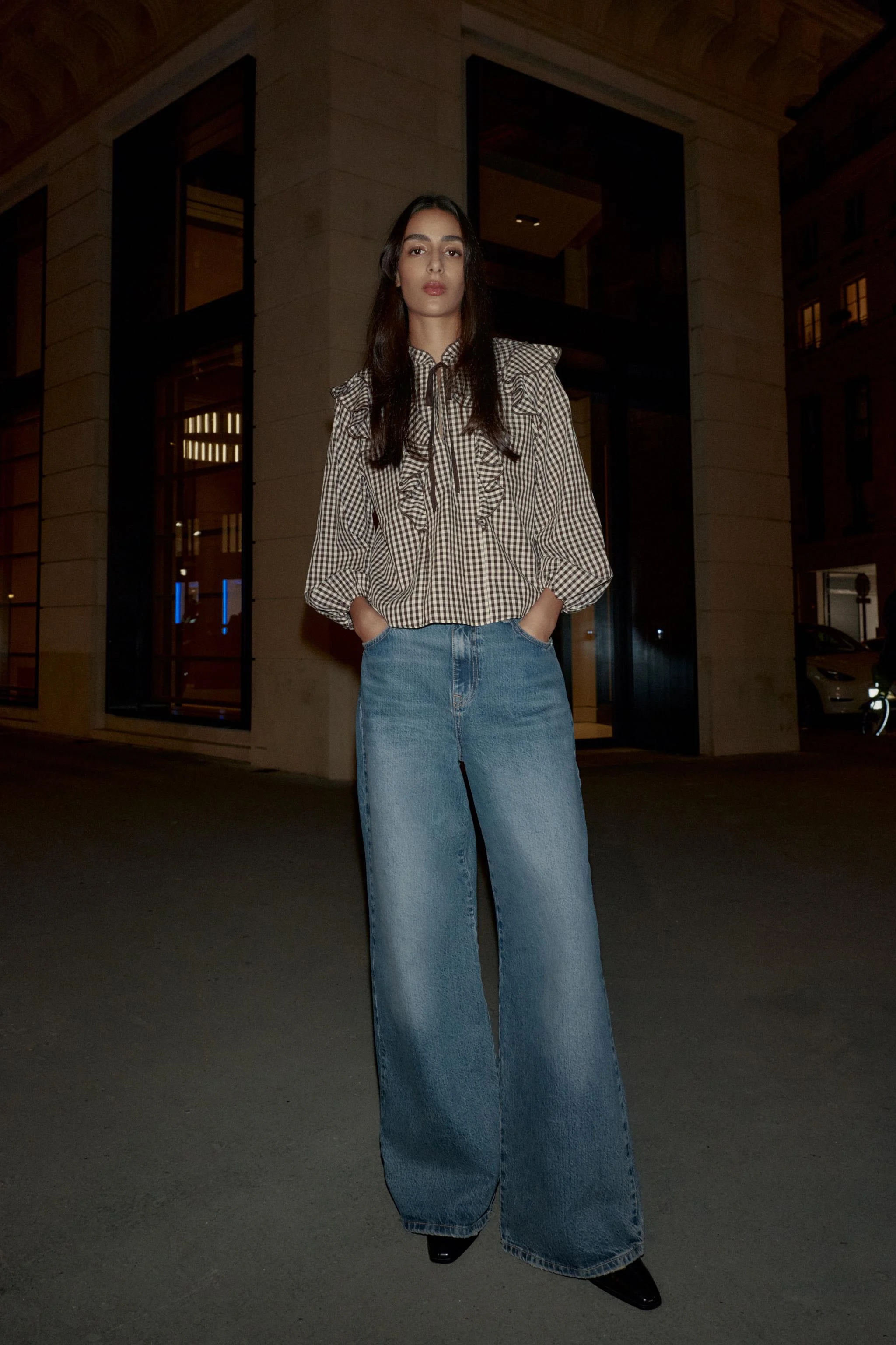 بلوز یقه گرد با بند کشی