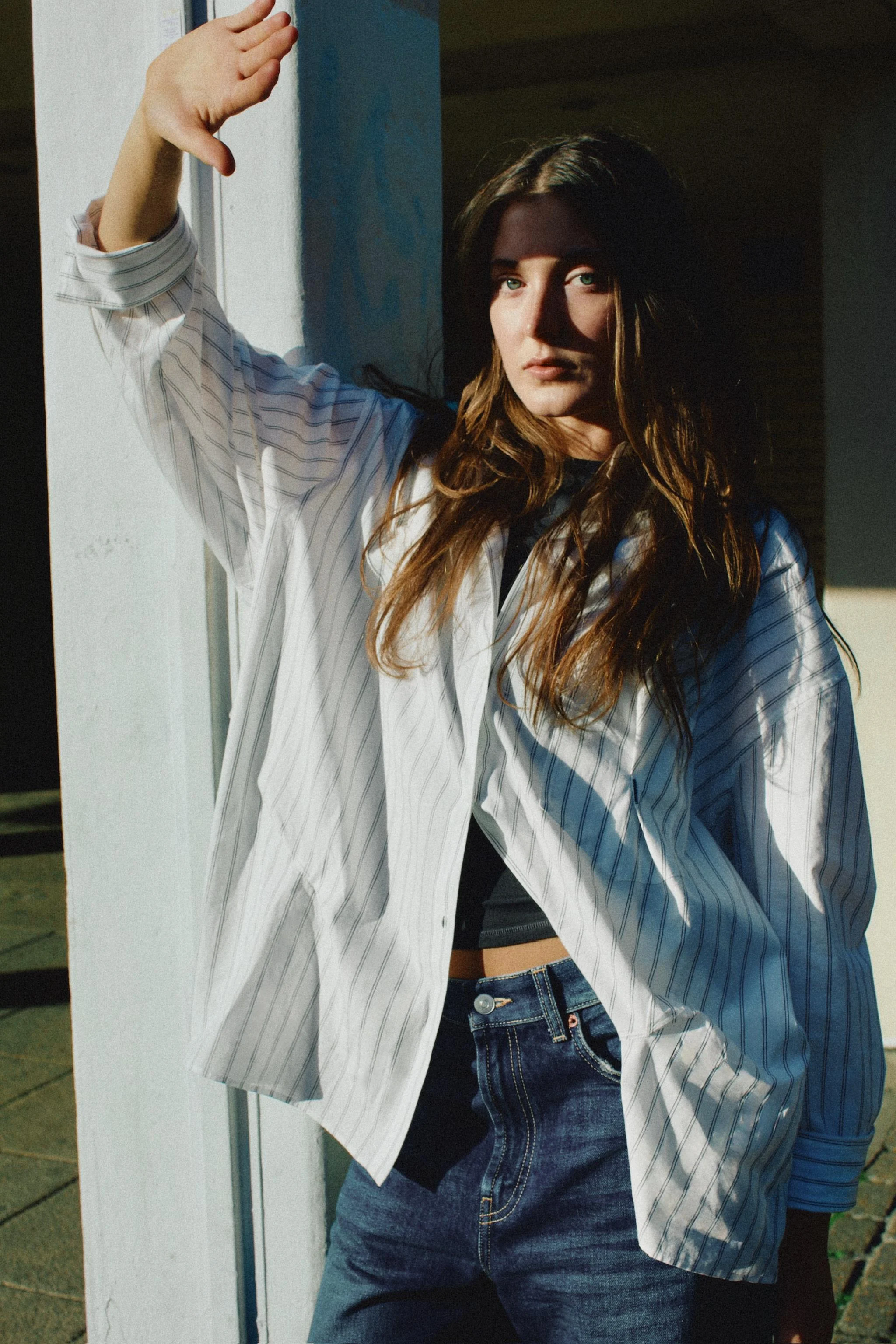 پیراهن پاپلین بزرگ با دوخت تزئینی