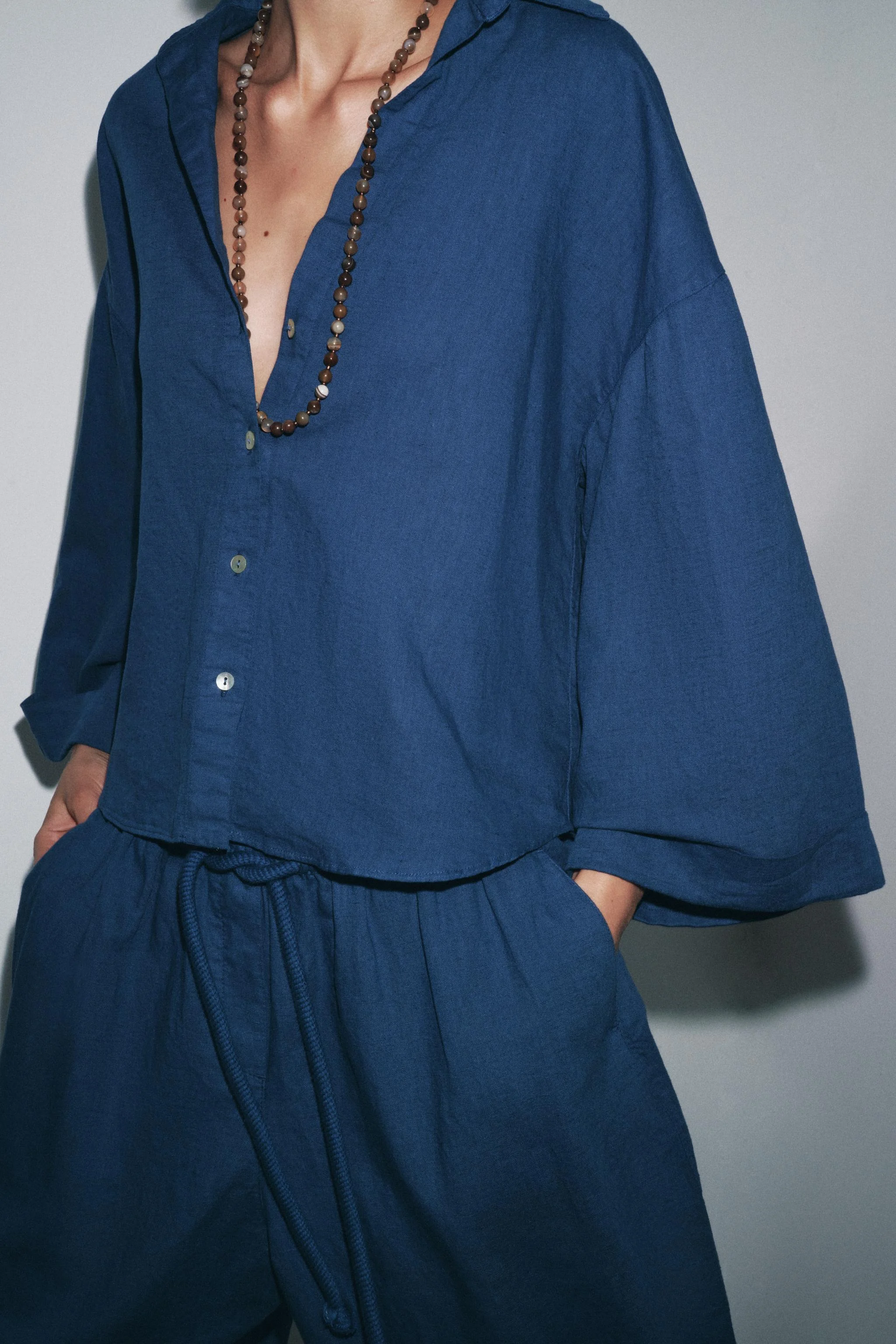 پیراهن ترکیبی لینن ZW COLLECTION