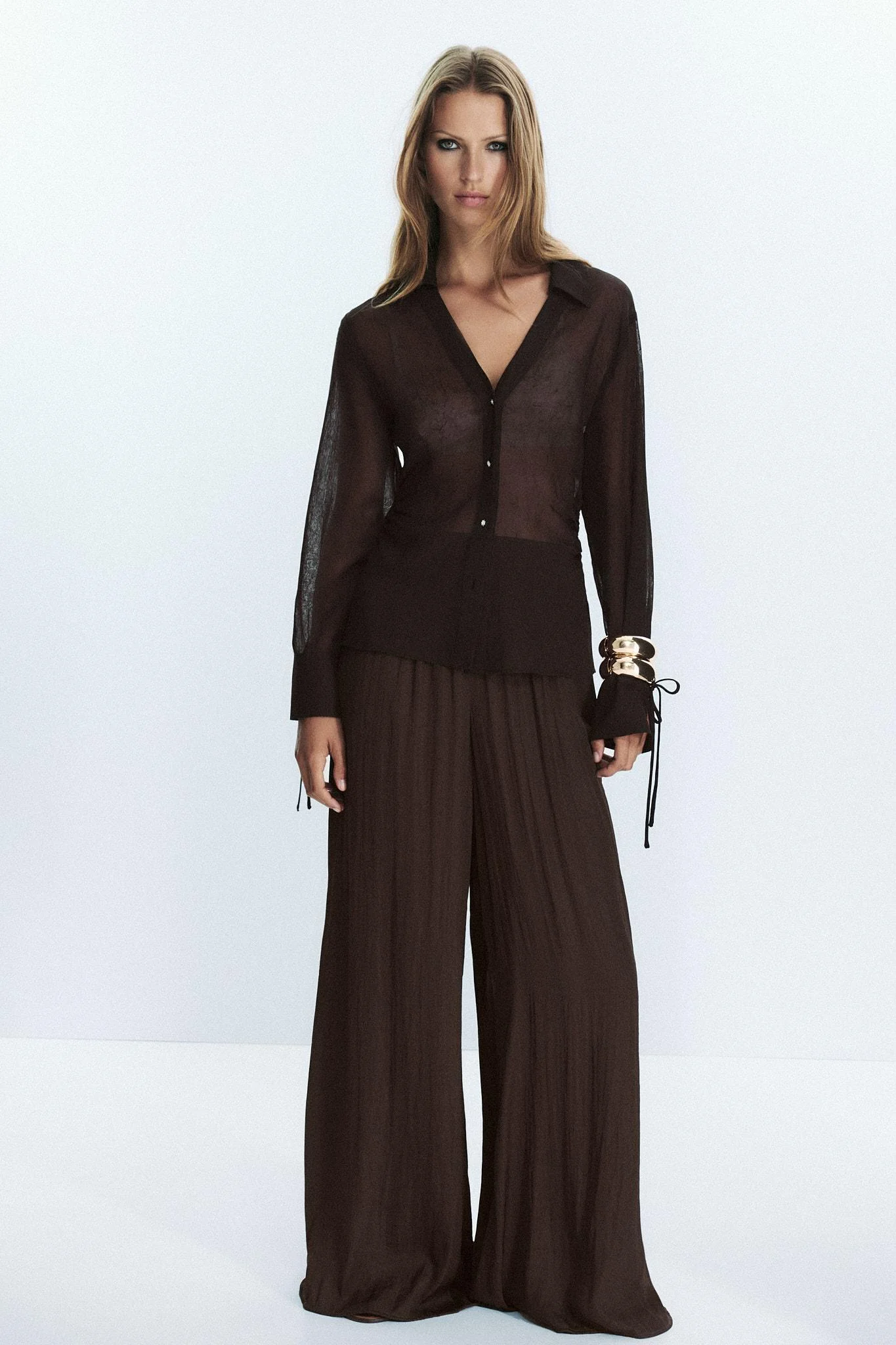 شومیز نیمه شفاف با بند