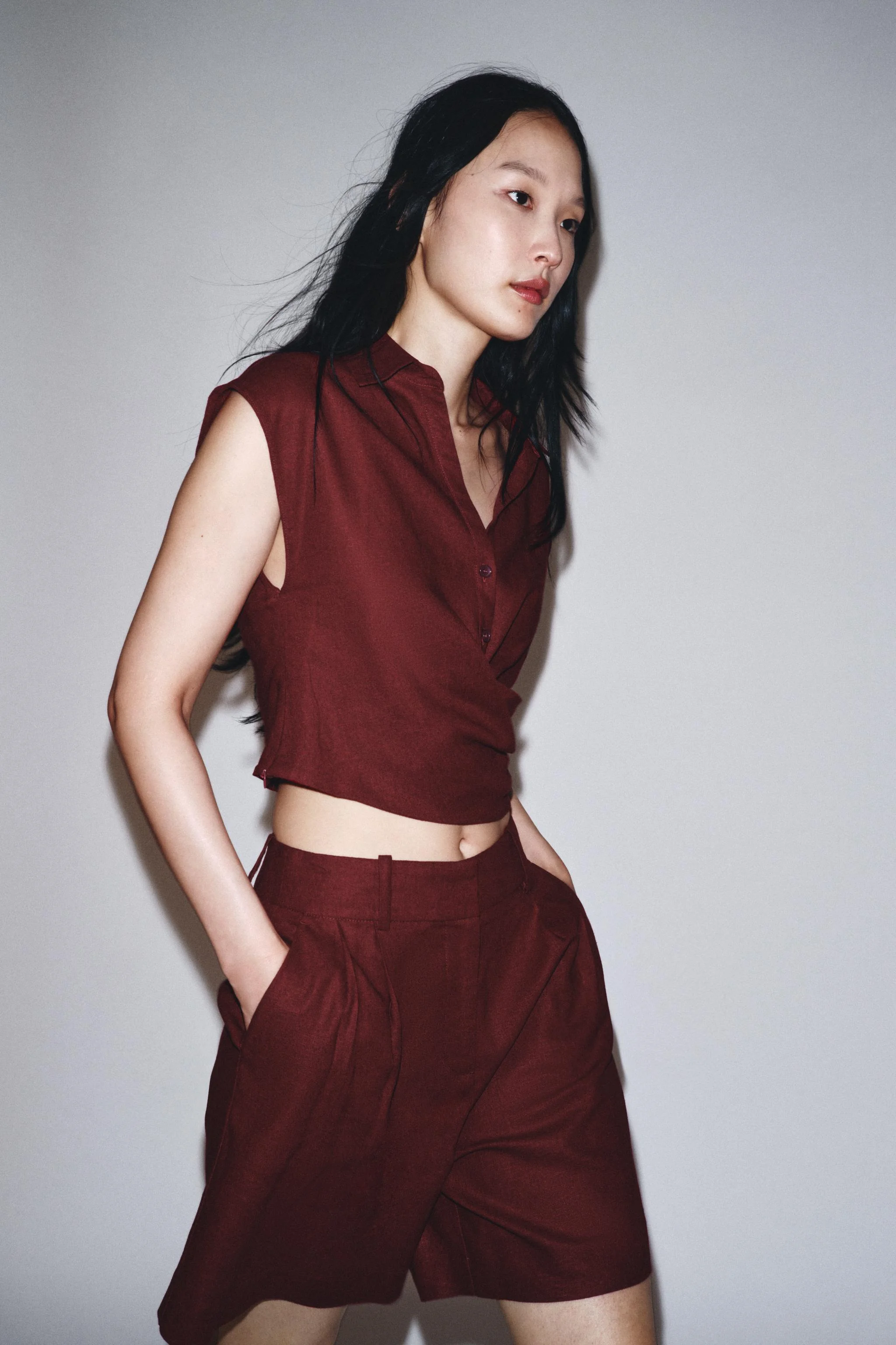 تاپ ترکیبی کتان مدل کراس‌اور