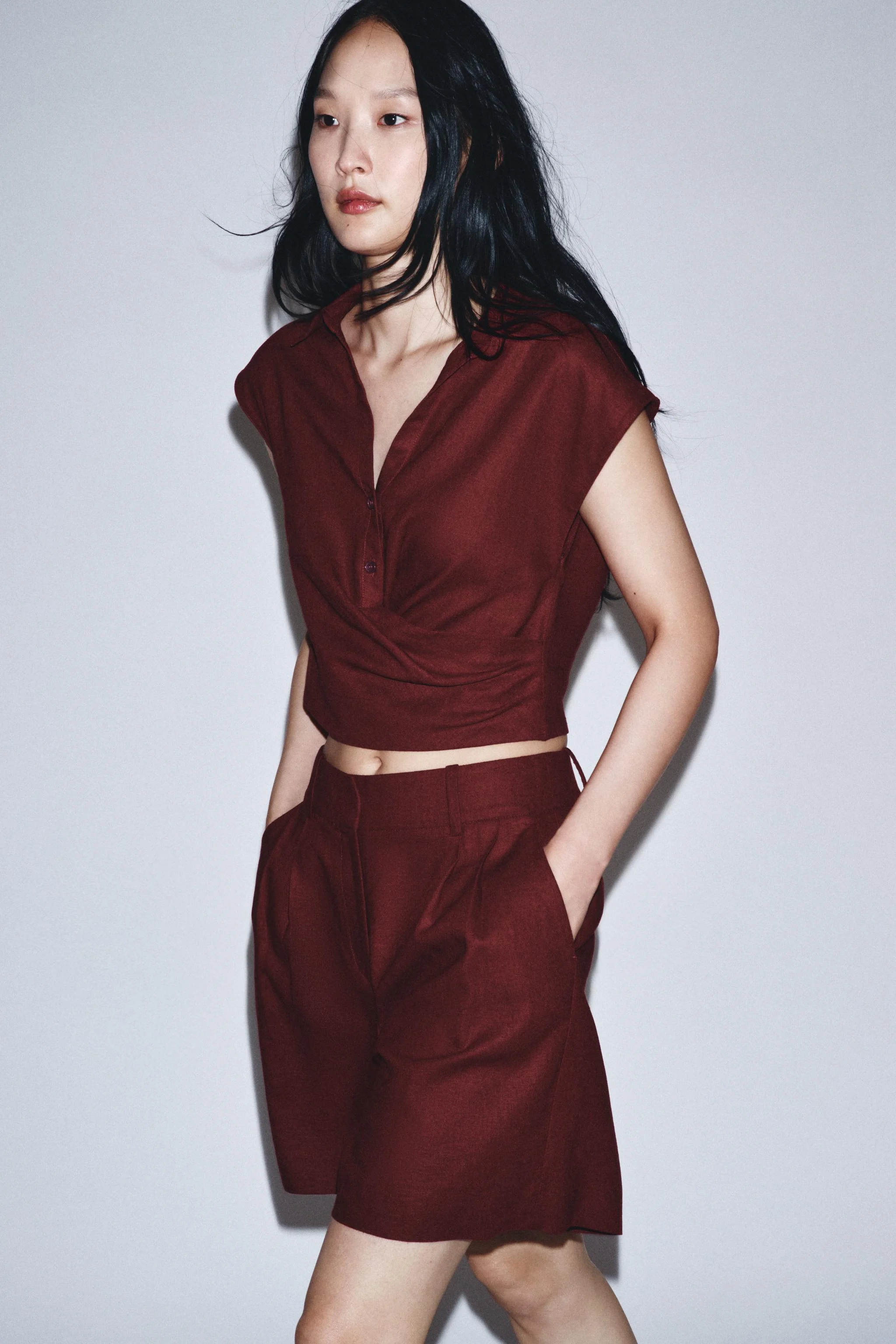 تاپ ترکیبی کتان مدل کراس‌اور