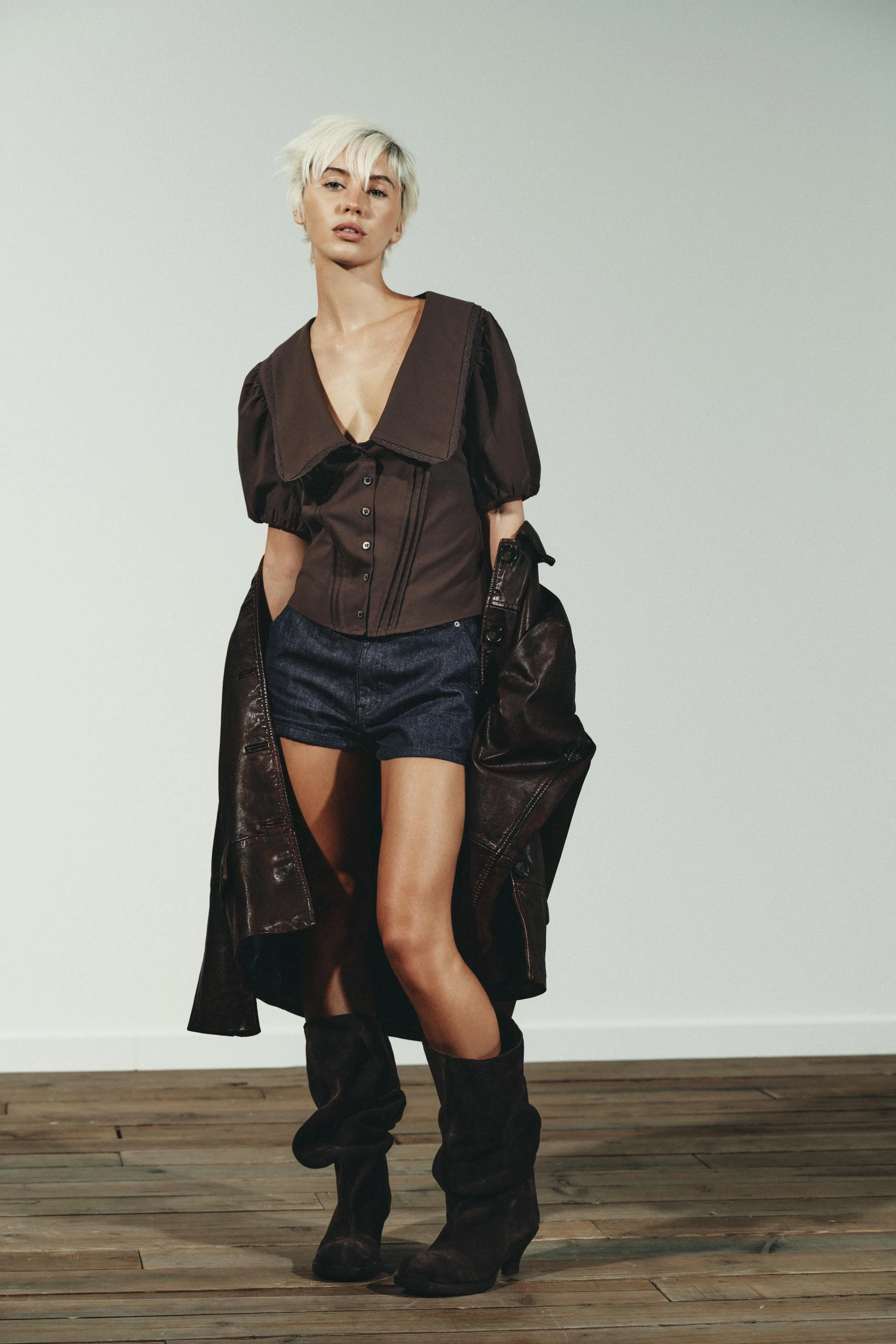 تاپ یقه پیتر پن آستین پفی