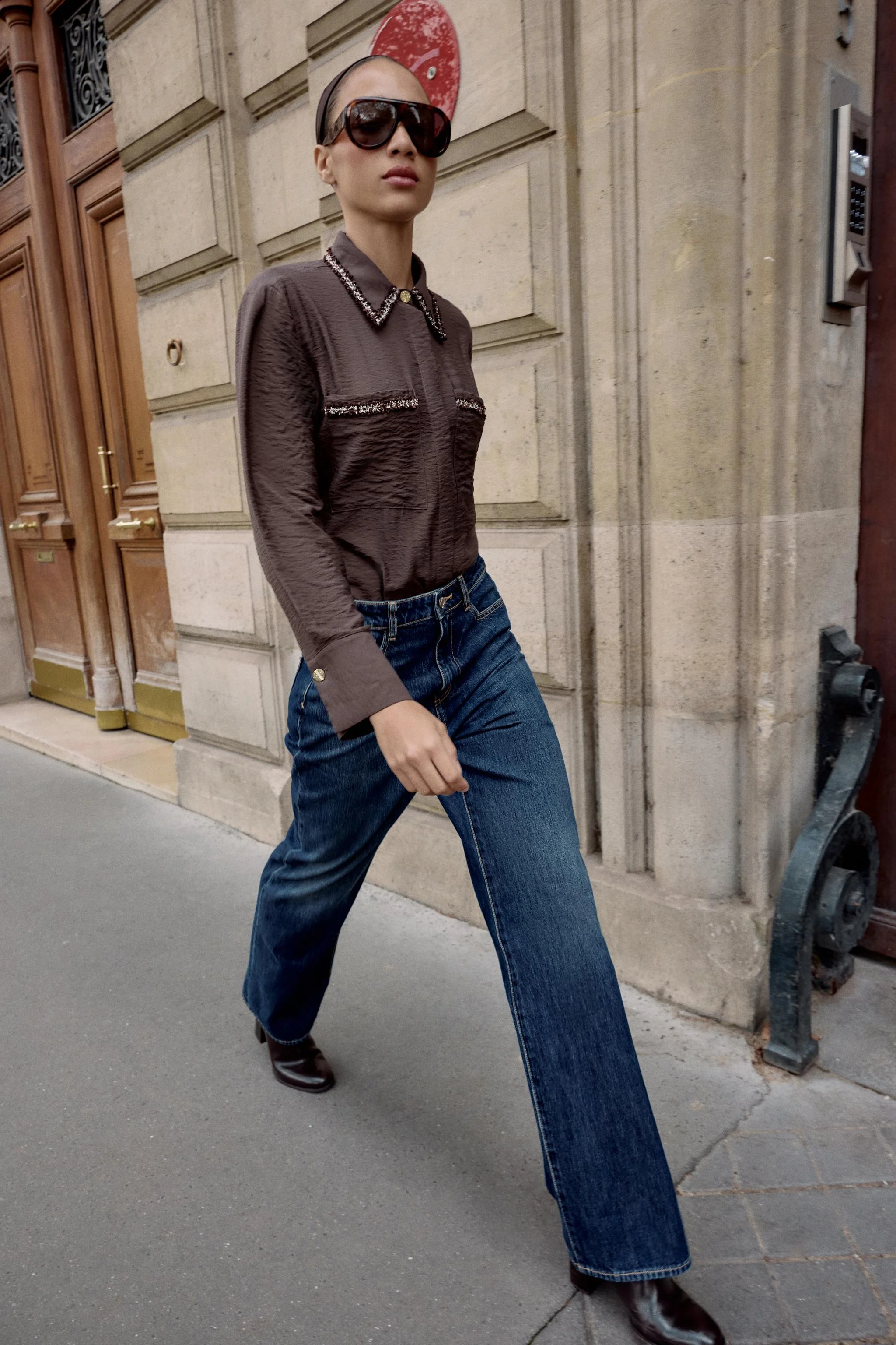 پیراهن بافت دار با نوار تزئینی پیراهن بافت دار با نوار تزئینی