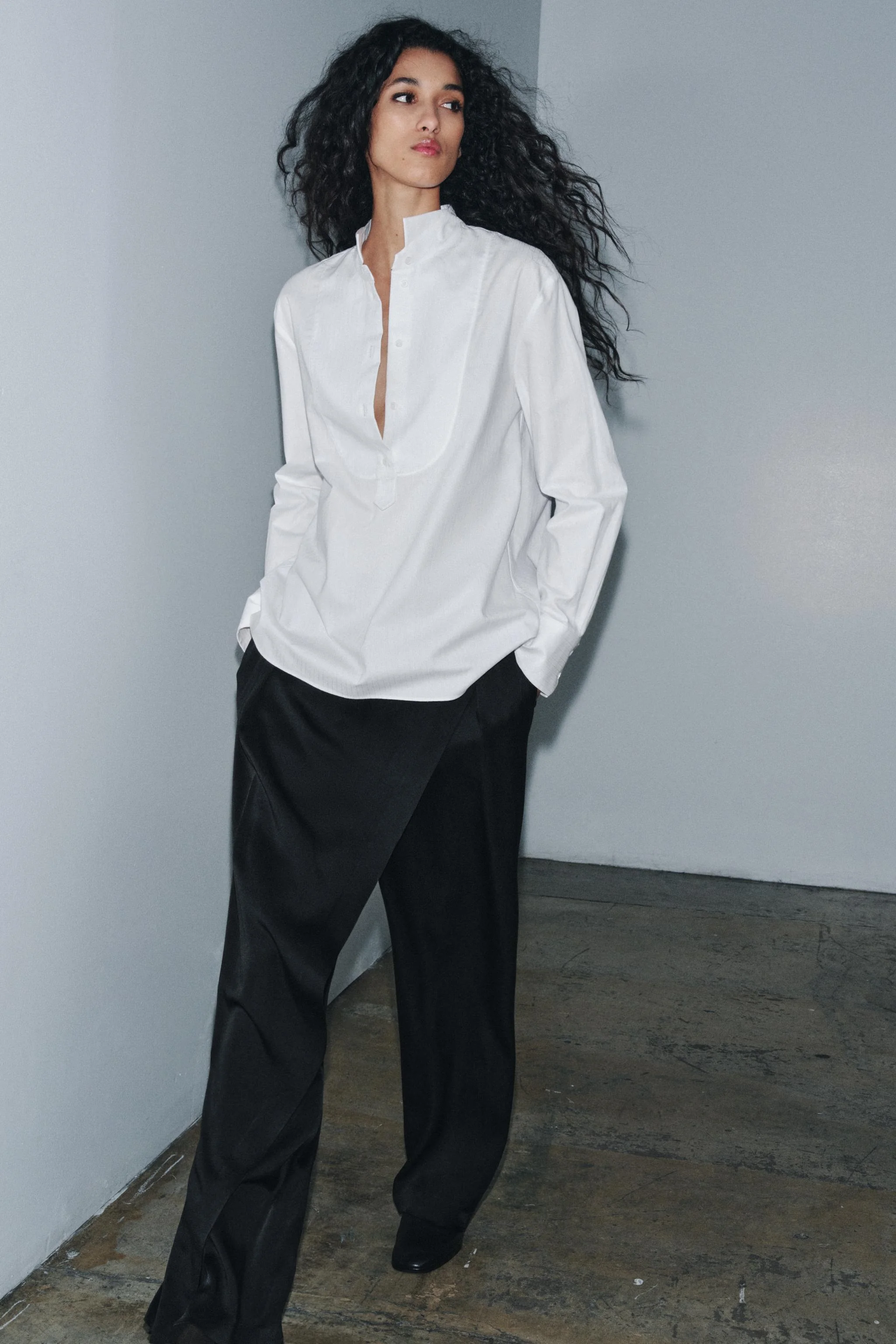 پیراهن پاپلین با جزئیات تزئینی ZW COLLECTION پیراهن پاپلین با جزئیات تزئینی ZW COLLECTION