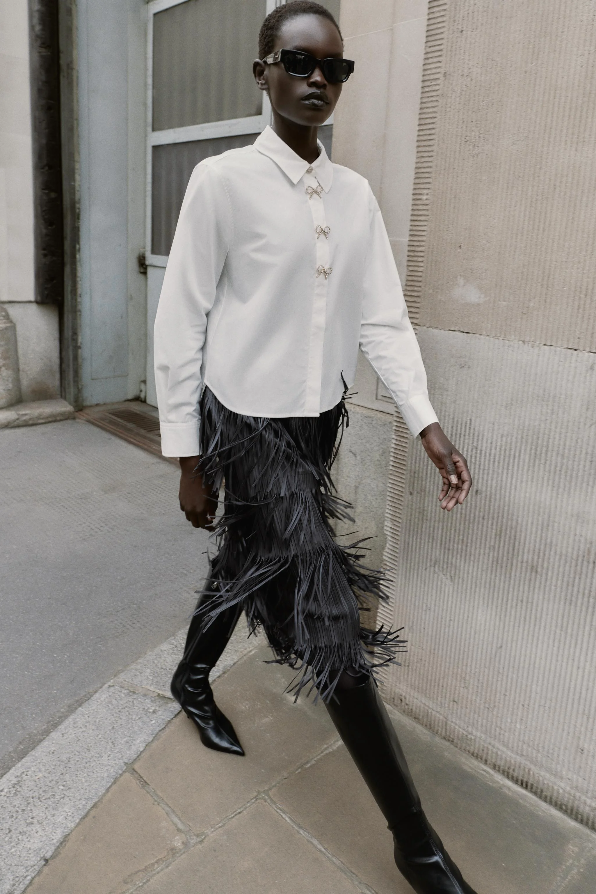 پیراهن پاپلین با دکمه های نگین دار