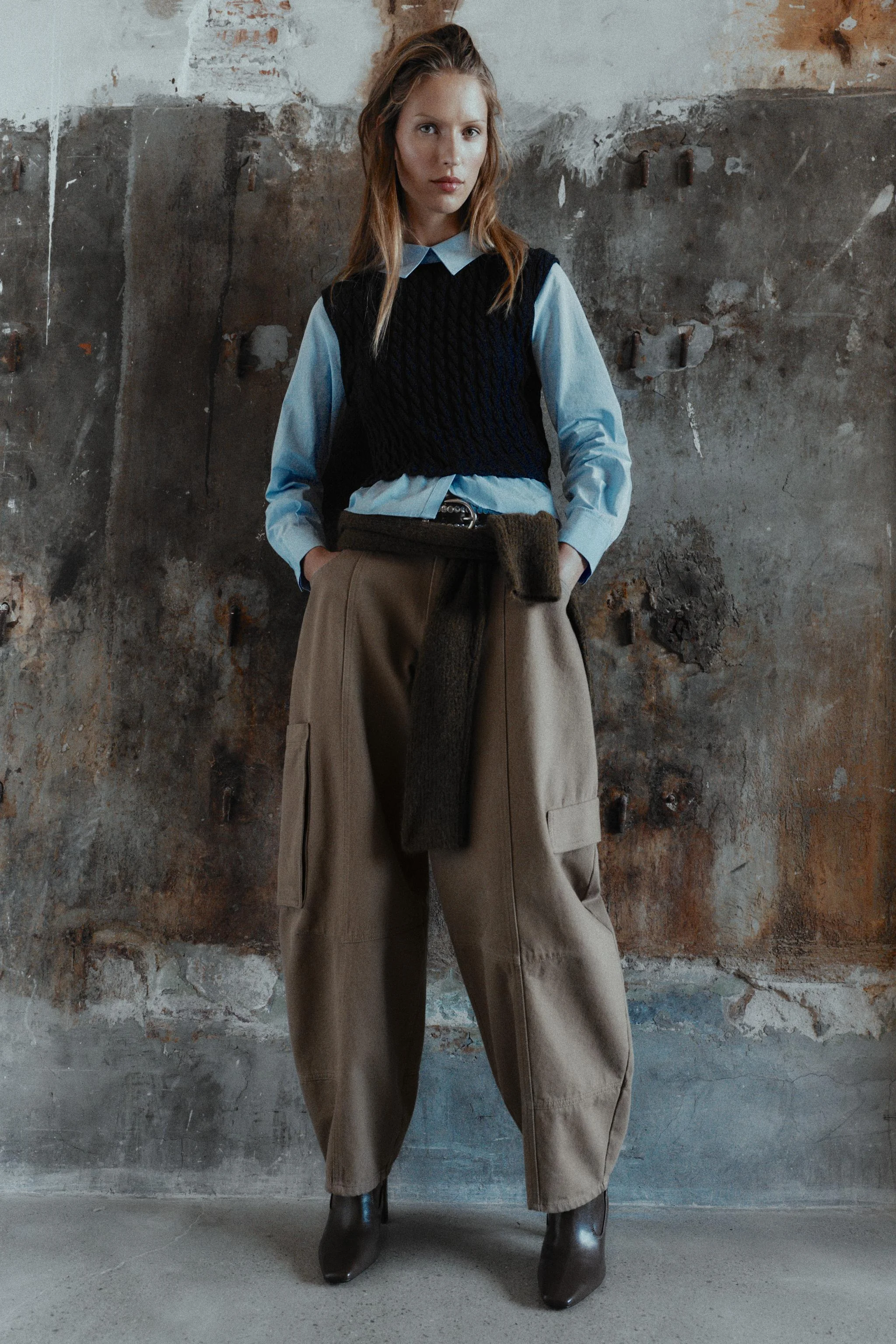 پیراهن پاپلین با تضاد رنگ