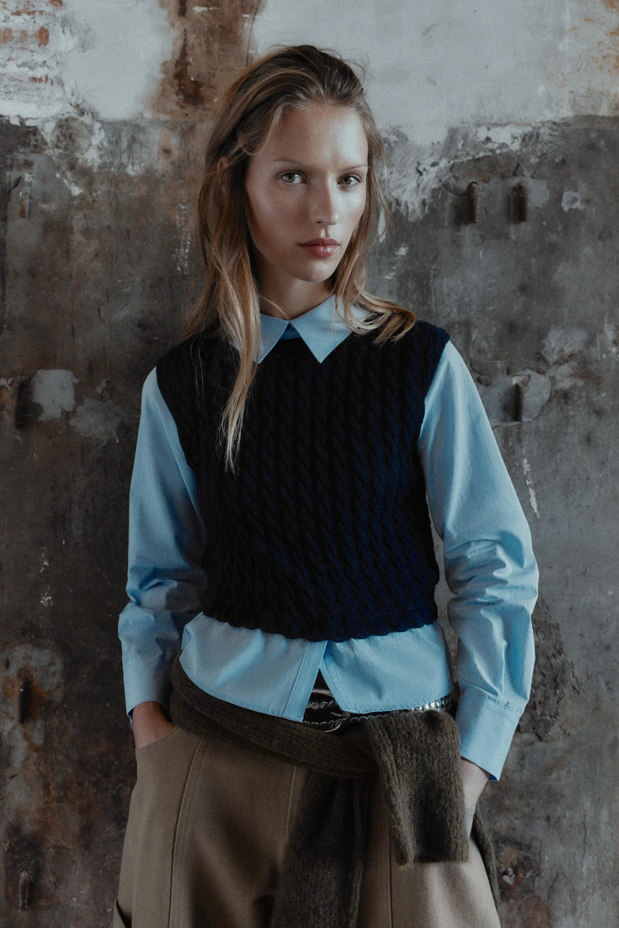 پیراهن پاپلین با تضاد رنگ