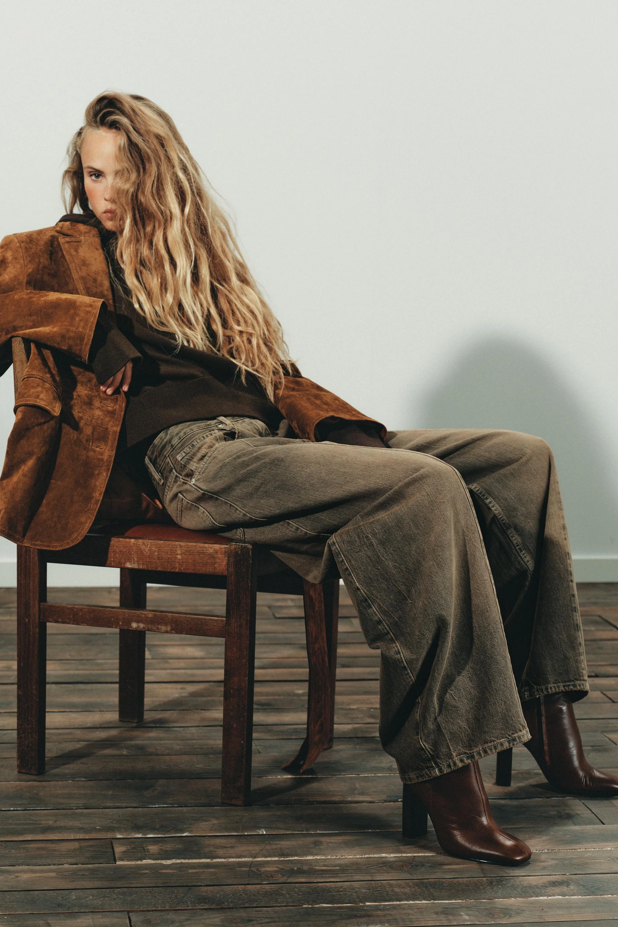 بوت های چرمی پاشنه پهن تا مچ پا