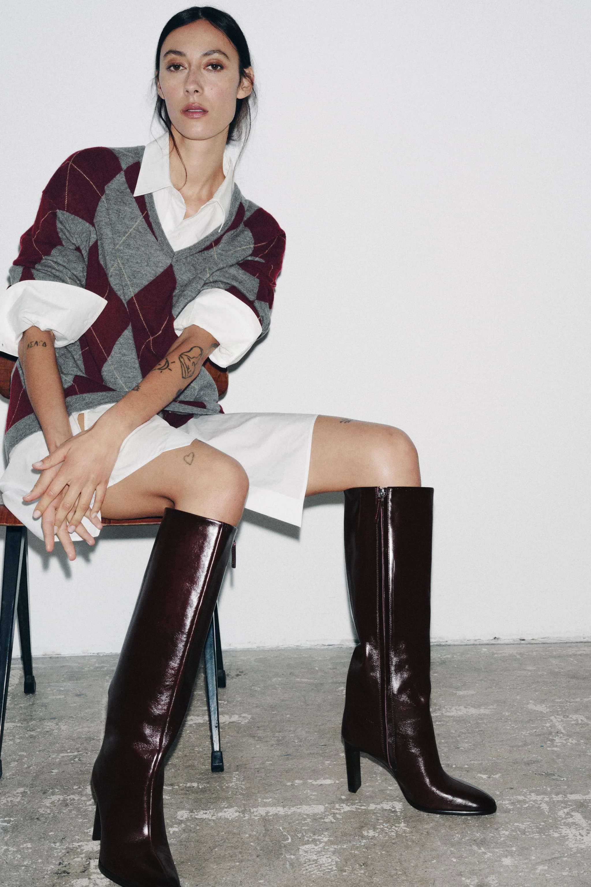 بوت پاشنه بلند چرمی