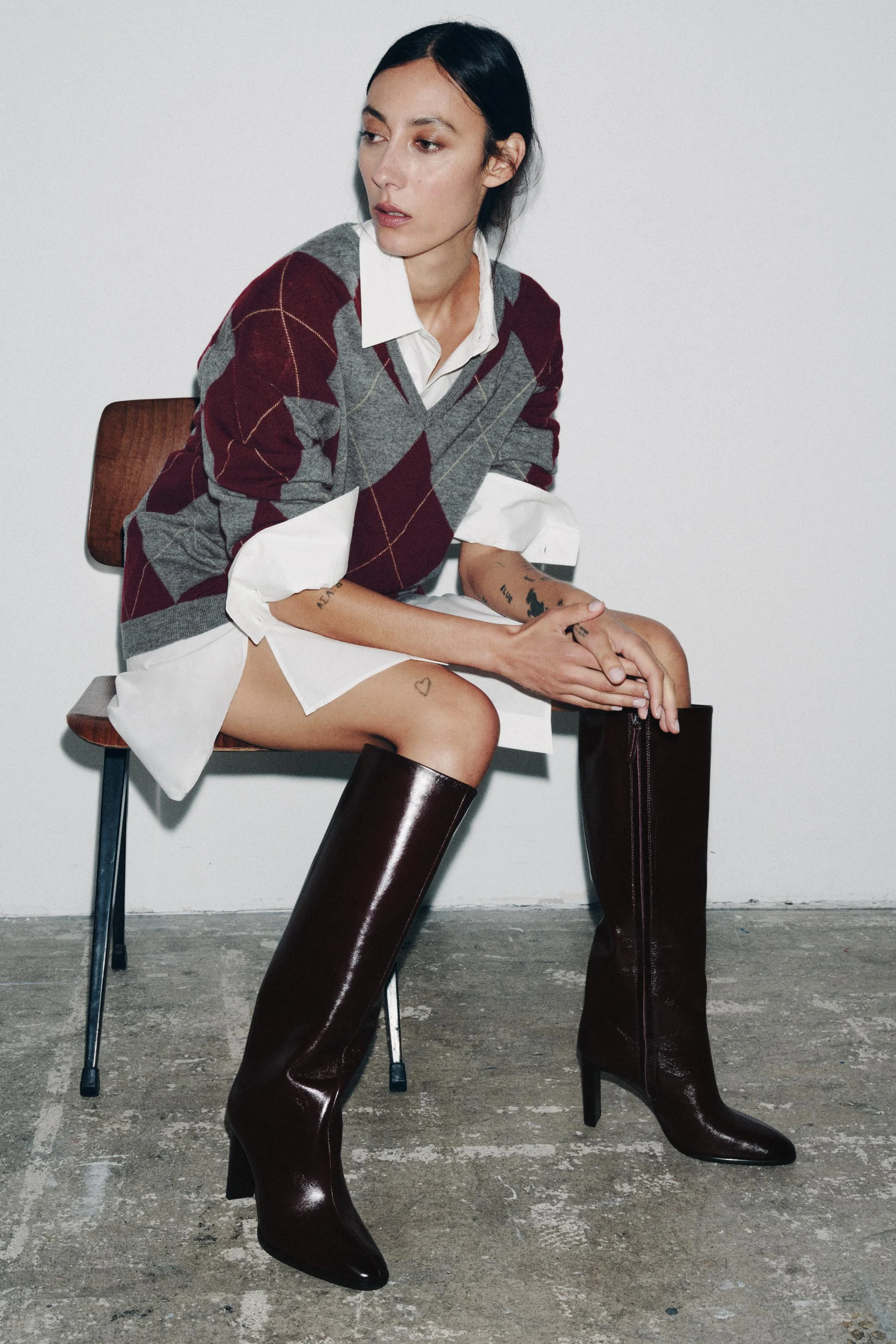 بوت پاشنه بلند چرمی