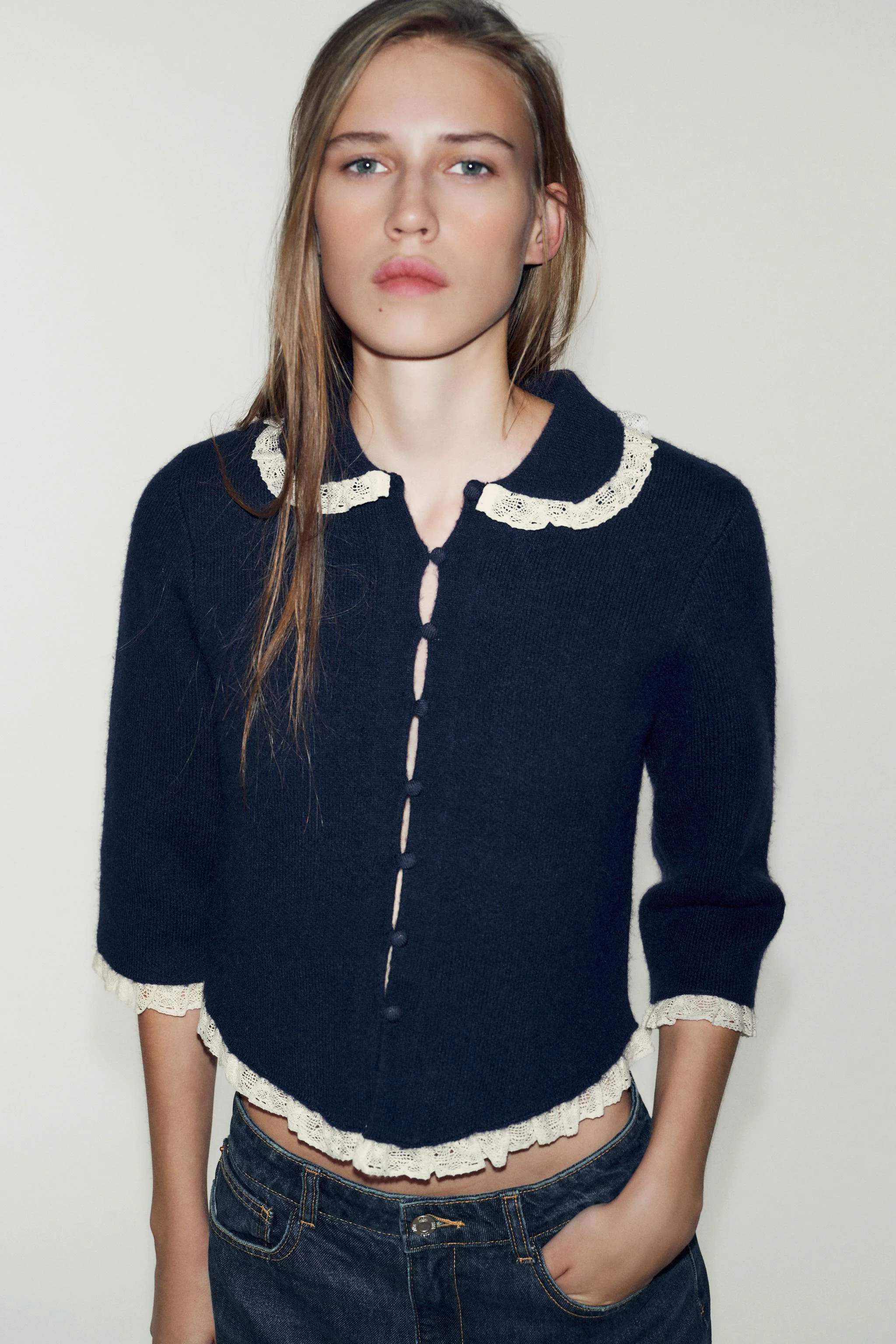 ژاکت یقه پیتر پن توری