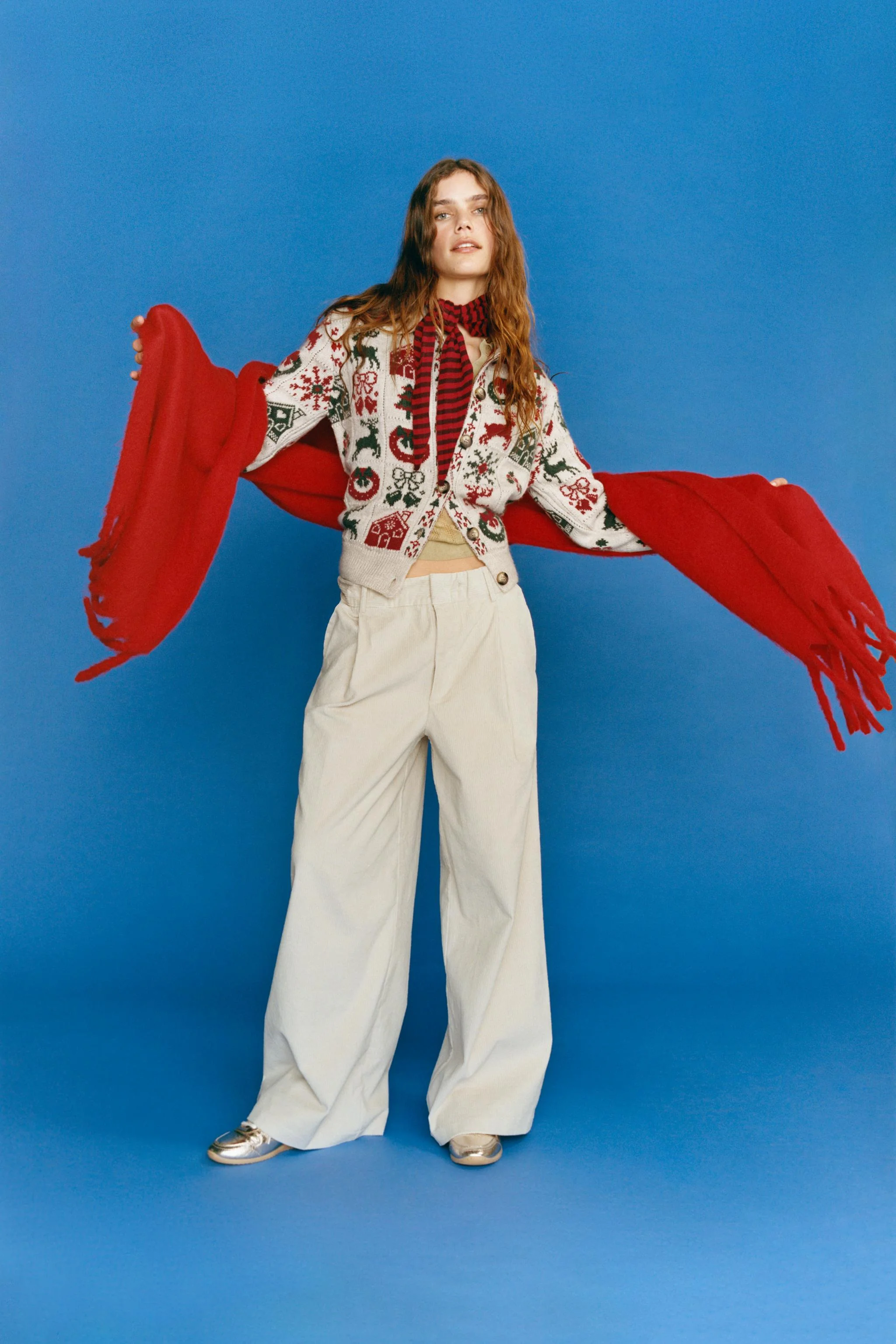 ژاکت بافتنی طرح‌دار کریسمس