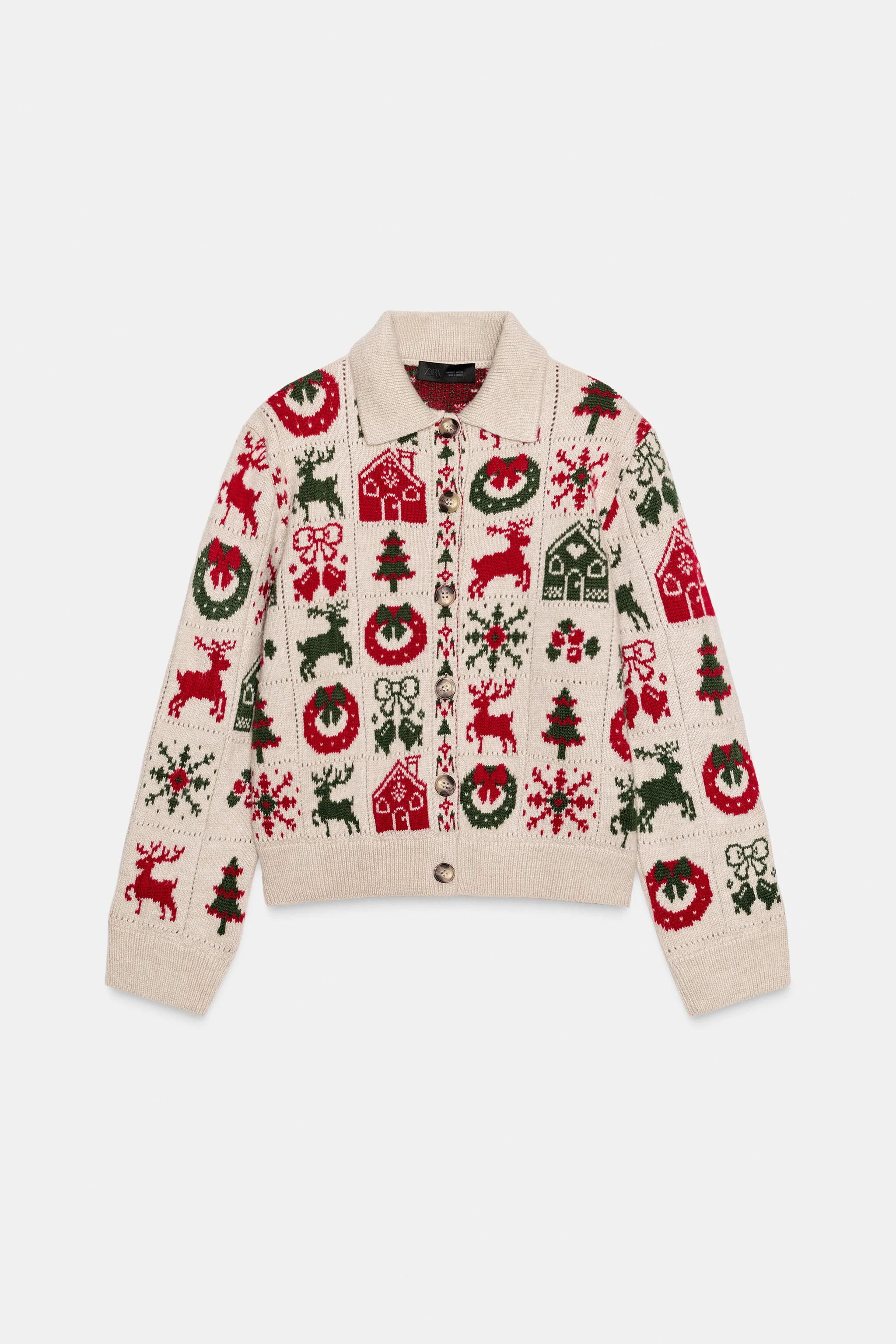 ژاکت بافتنی طرح‌دار کریسمس