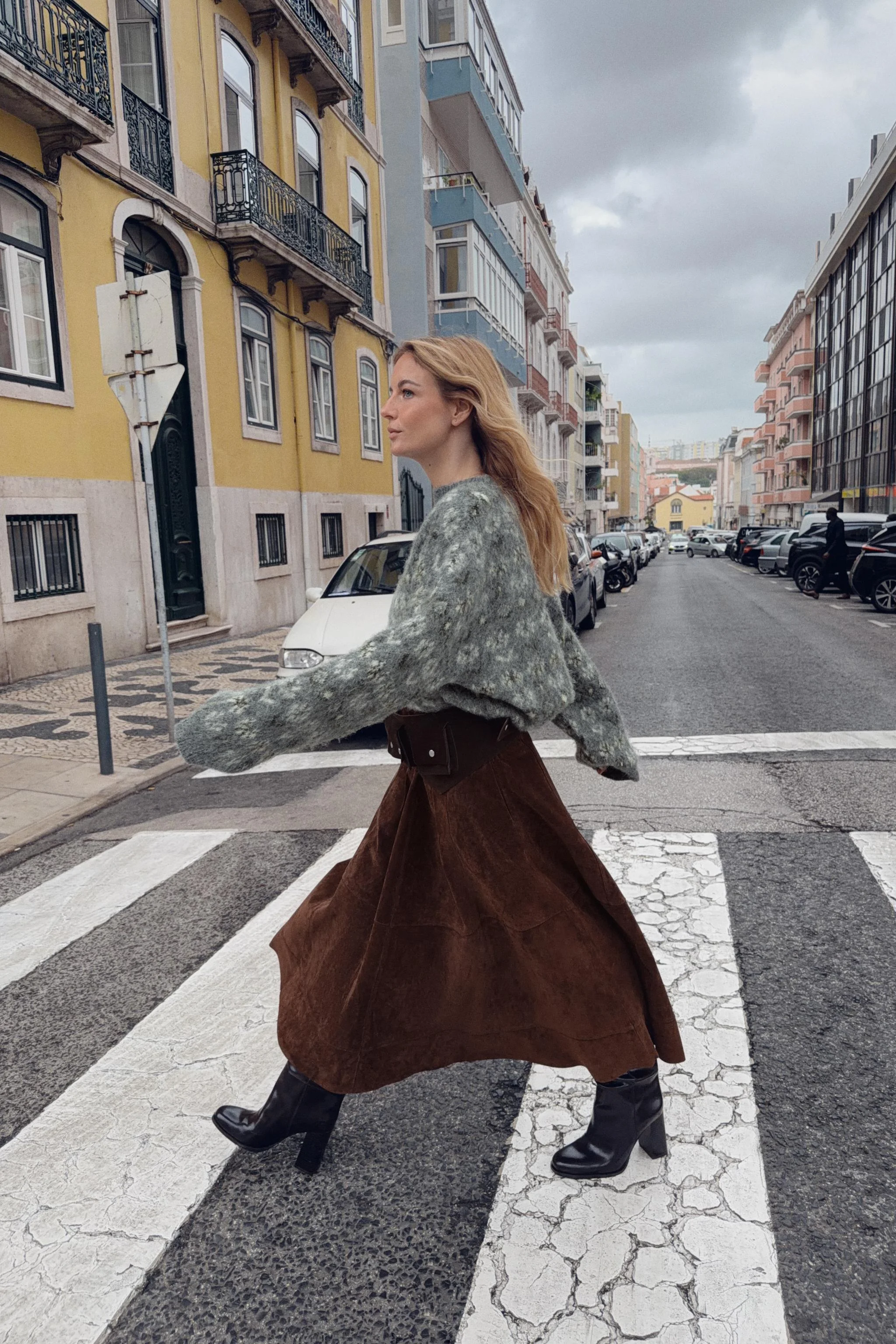 پلیور بافت ژاکارد با افکت برس خورده