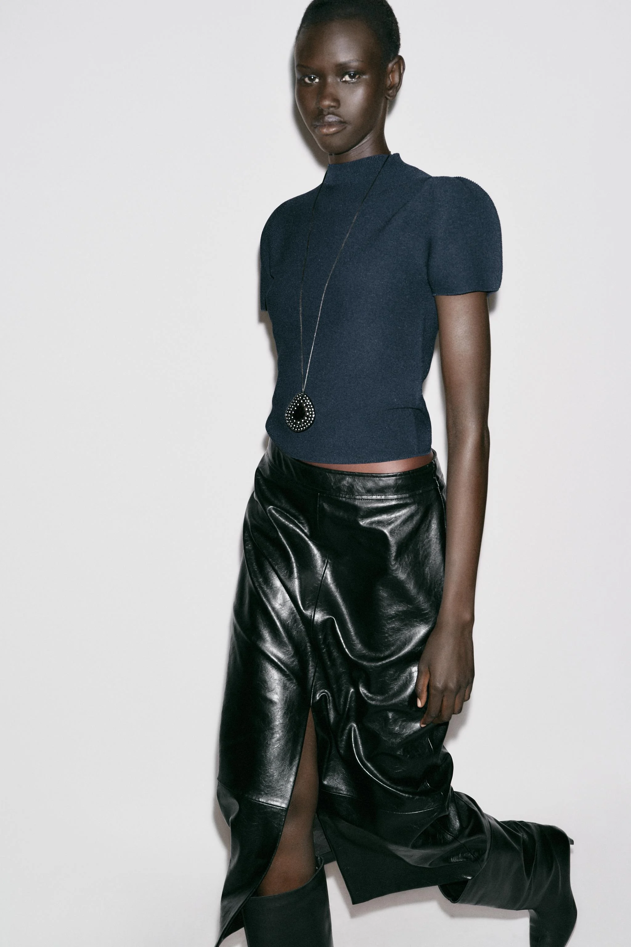 پلیور بافت آستین کوتاه با آستین های پفی