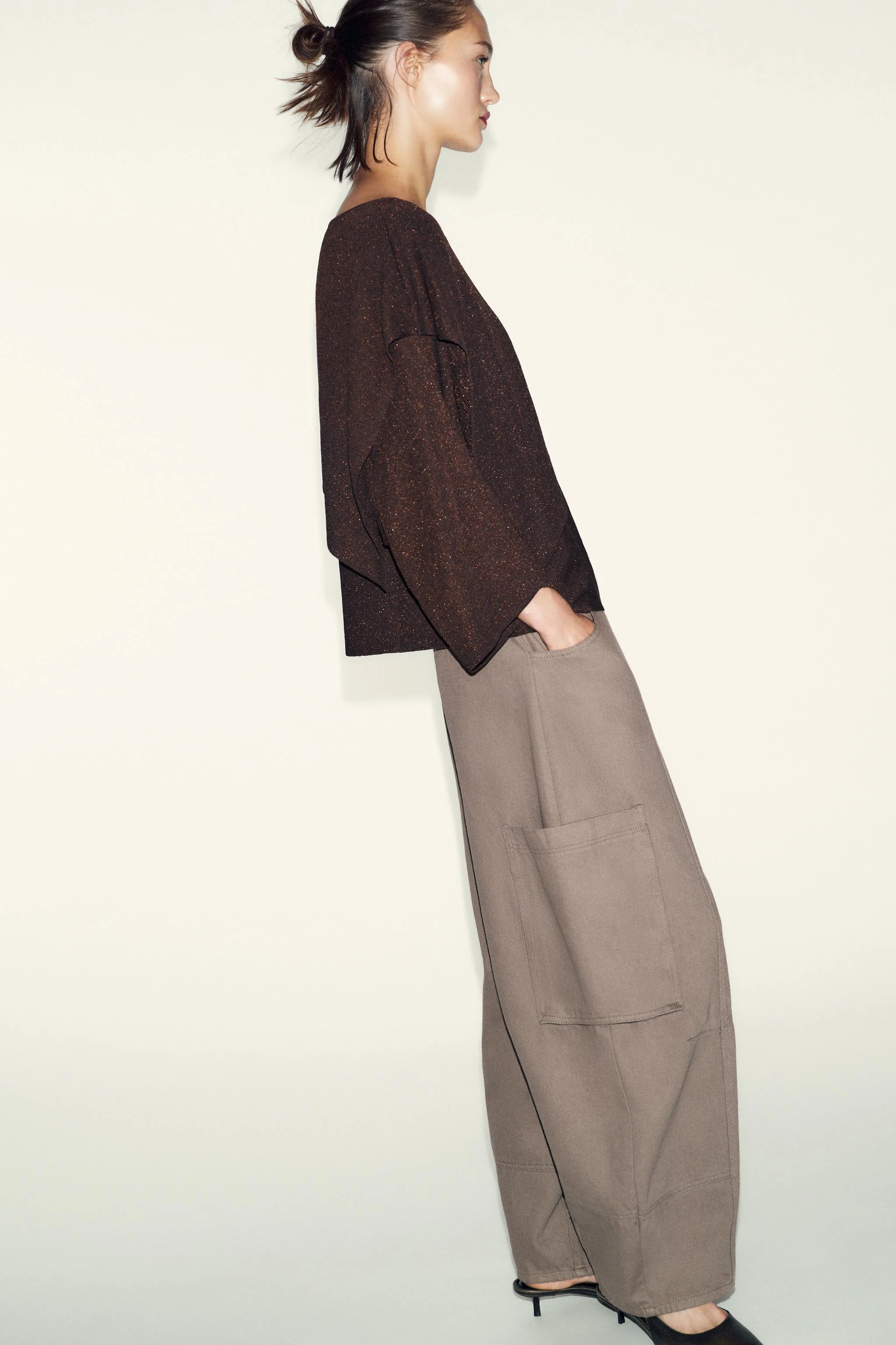 ژاکت کیپ بافتنی با نخ متالیک