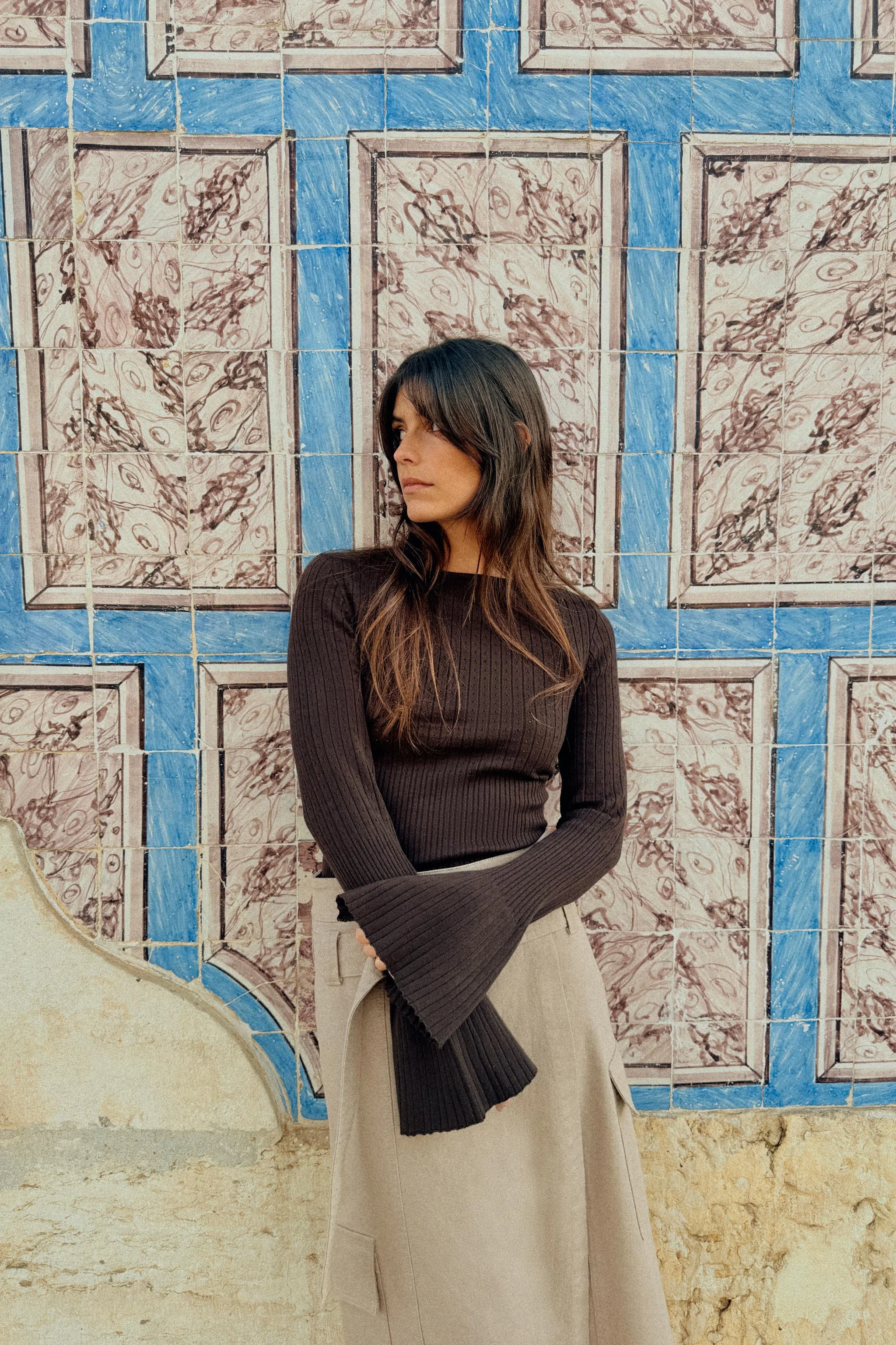 پلیور بافتنی فیت با آستین های گشاد