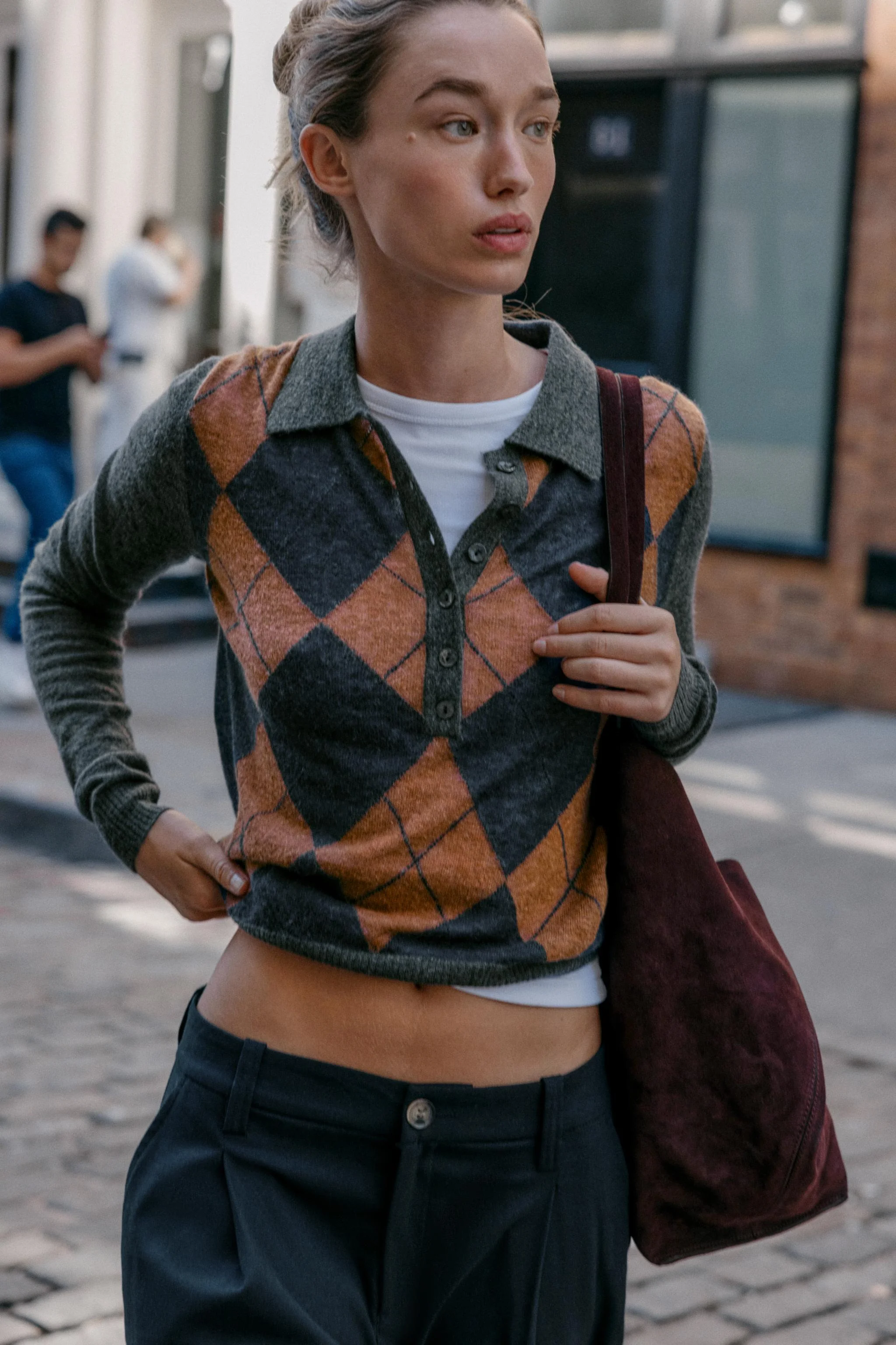 پولوشرت بافتنی طرح الماس