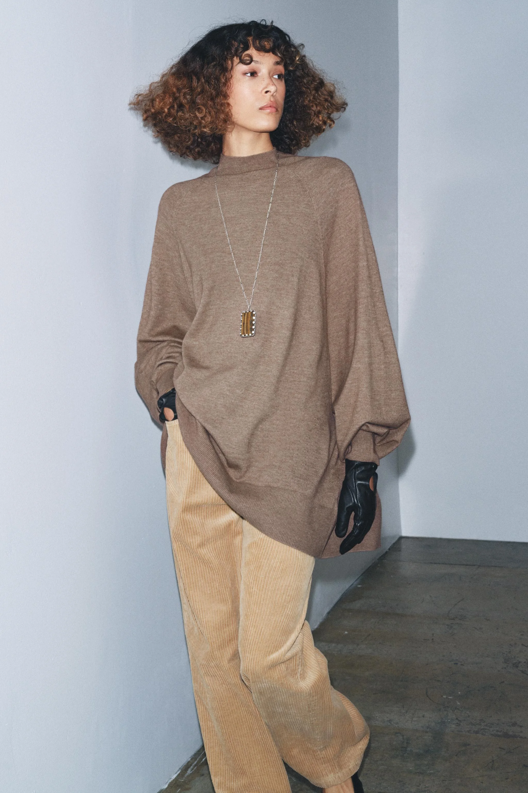 پلیور بافتنی یقه اسکی بزرگ